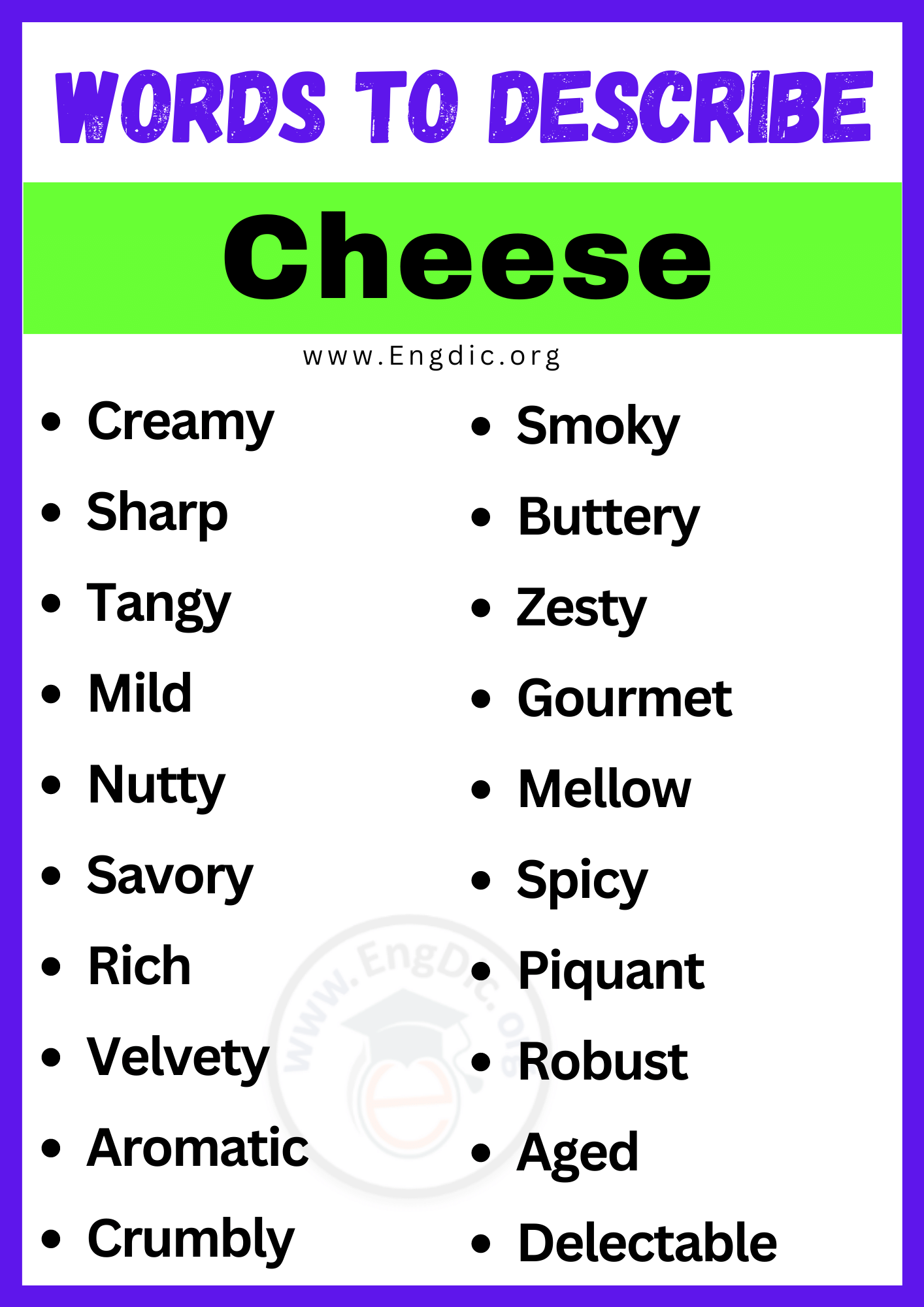 Words to Describe Cheese