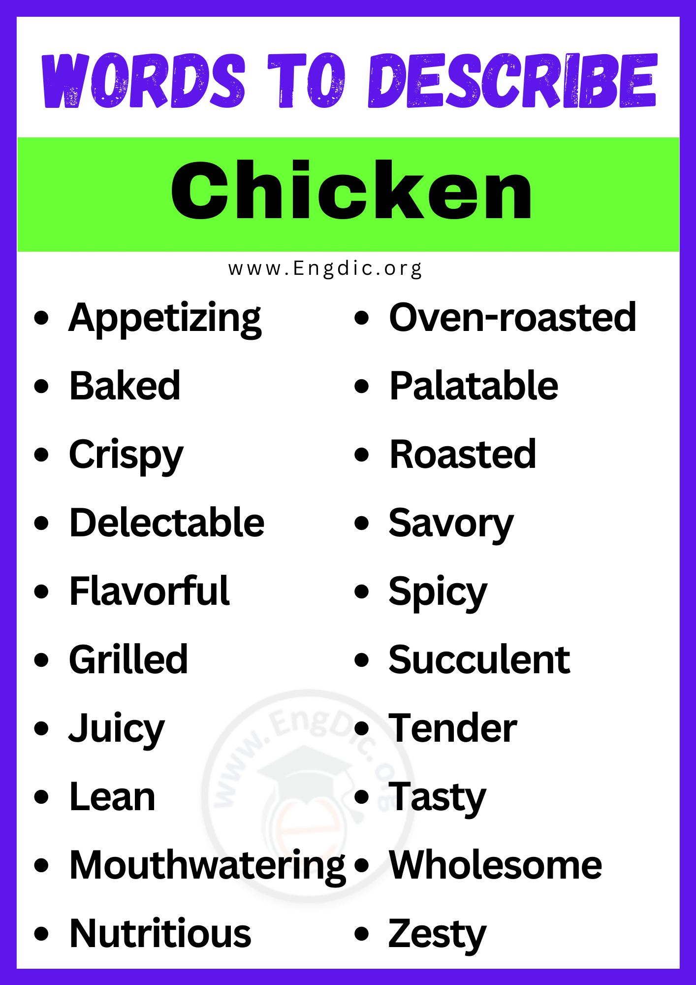 Words to Describe Chicken