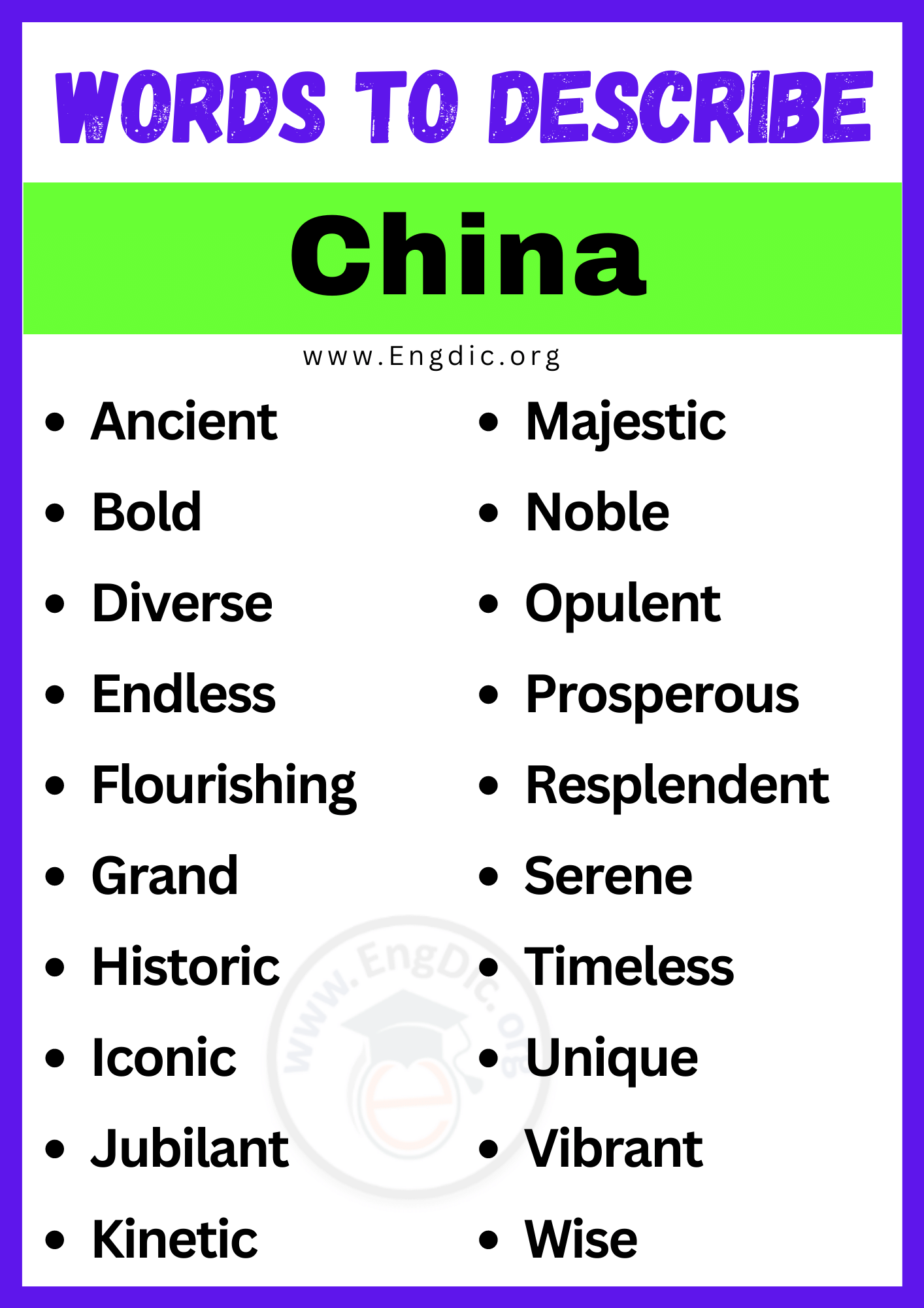 Words to Describe China Words to Describe China