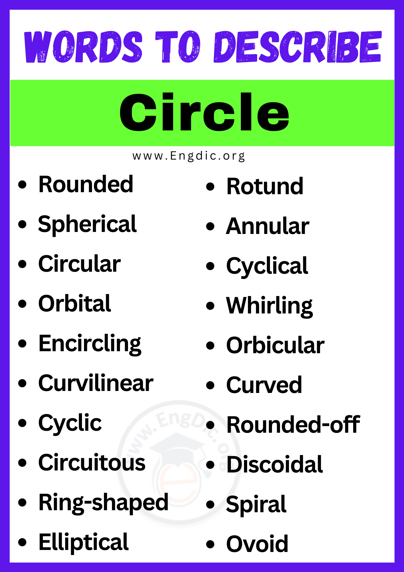 Words to Describe Circle