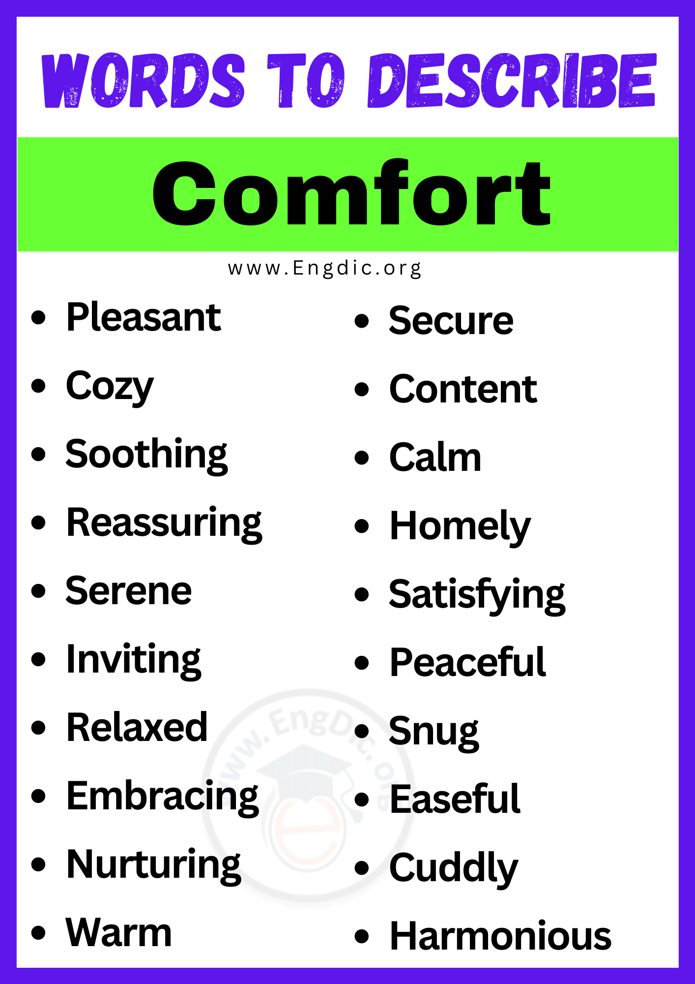 20+ Best Words to Describe Comfort, Adjectives for Comfort – EngDic