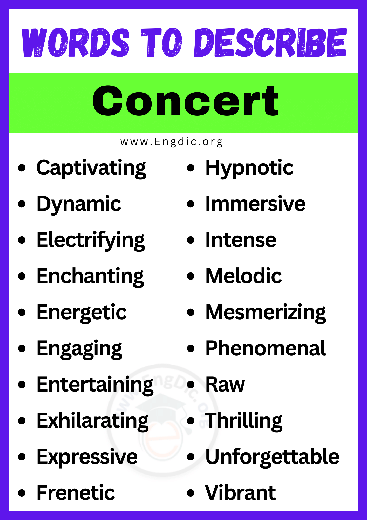 Words to Describe Concert