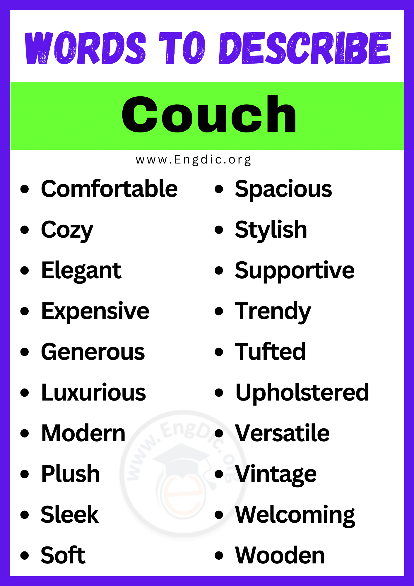 Words to Describe Couch