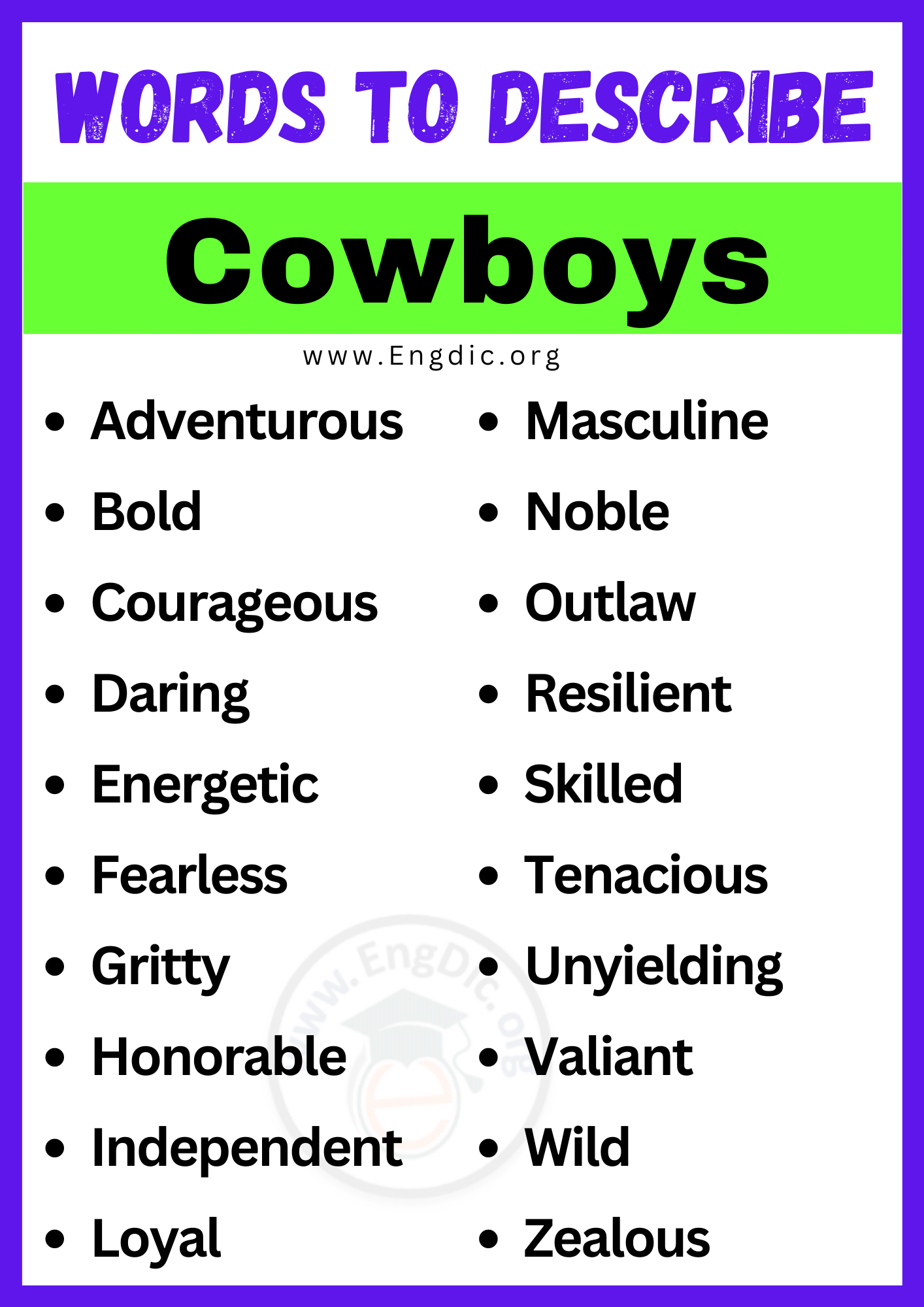 Words to Describe Cowboys