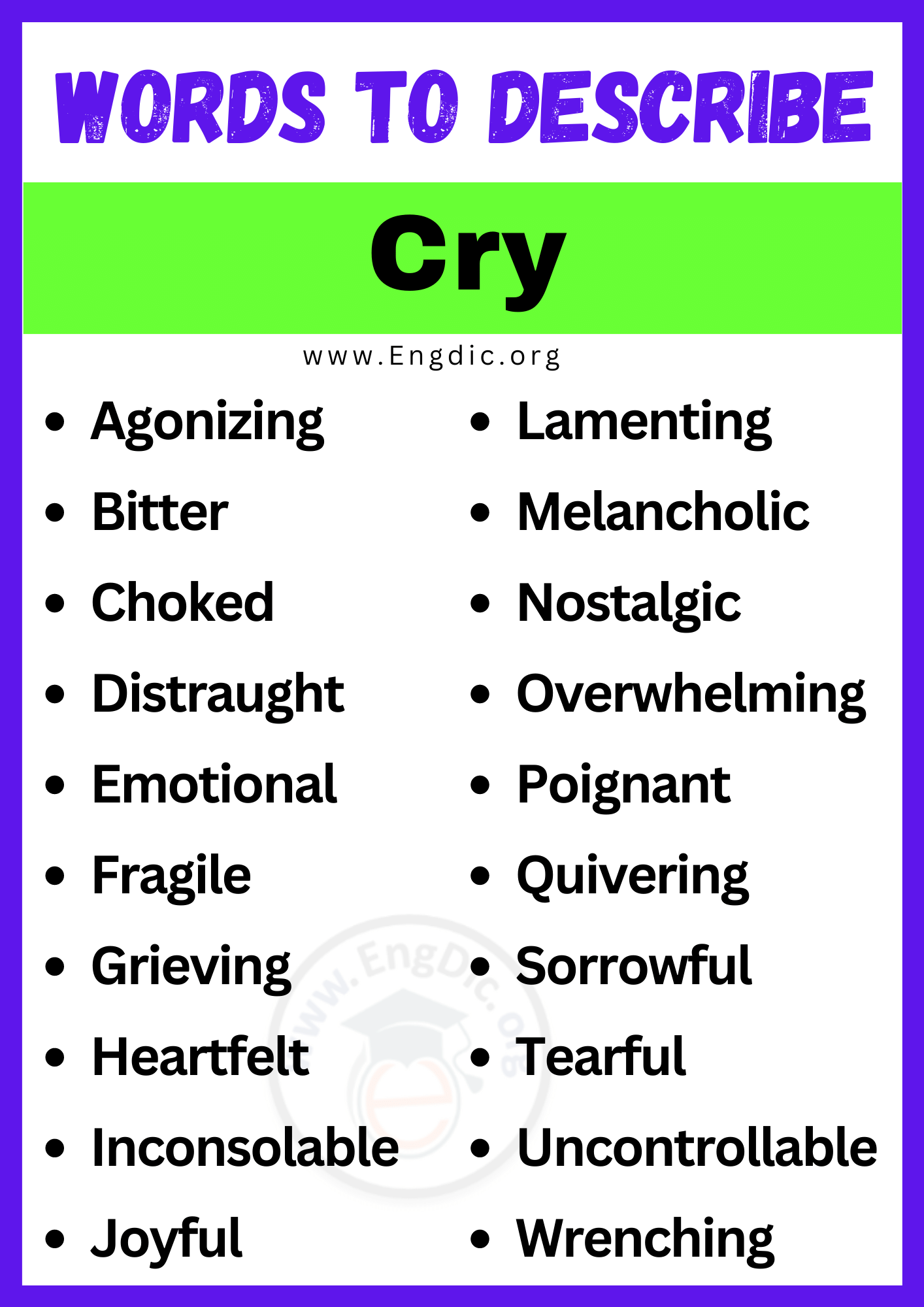 Words to Describe Cry