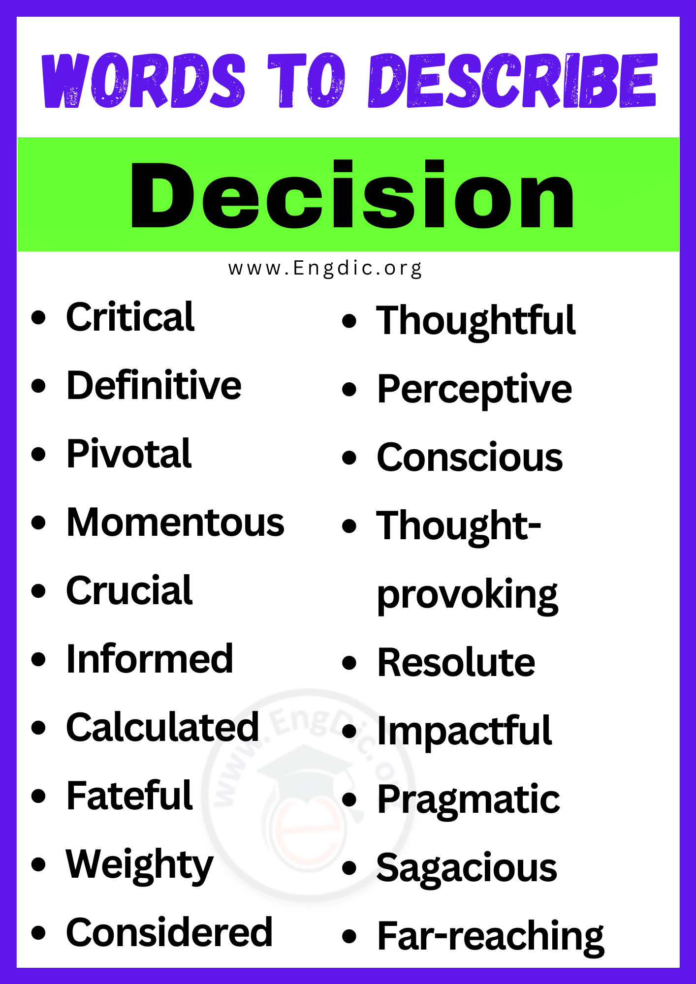 Words to Describe Decision