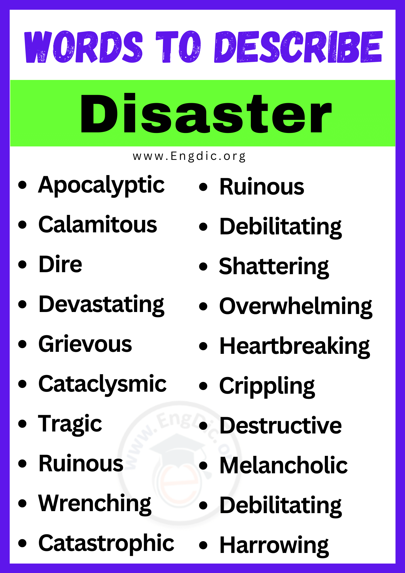 Words to Describe Disaster
