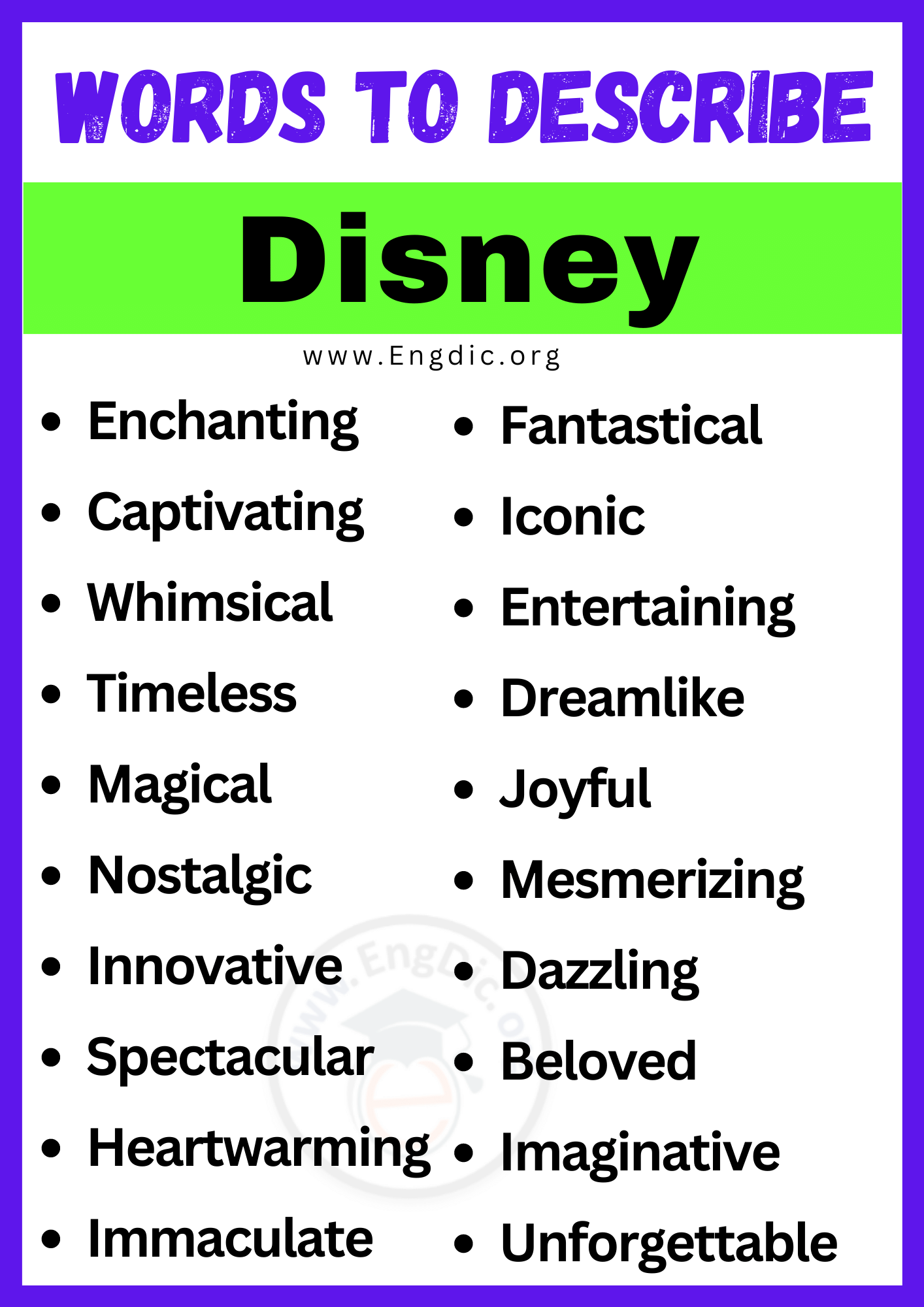 Words to Describe Disney