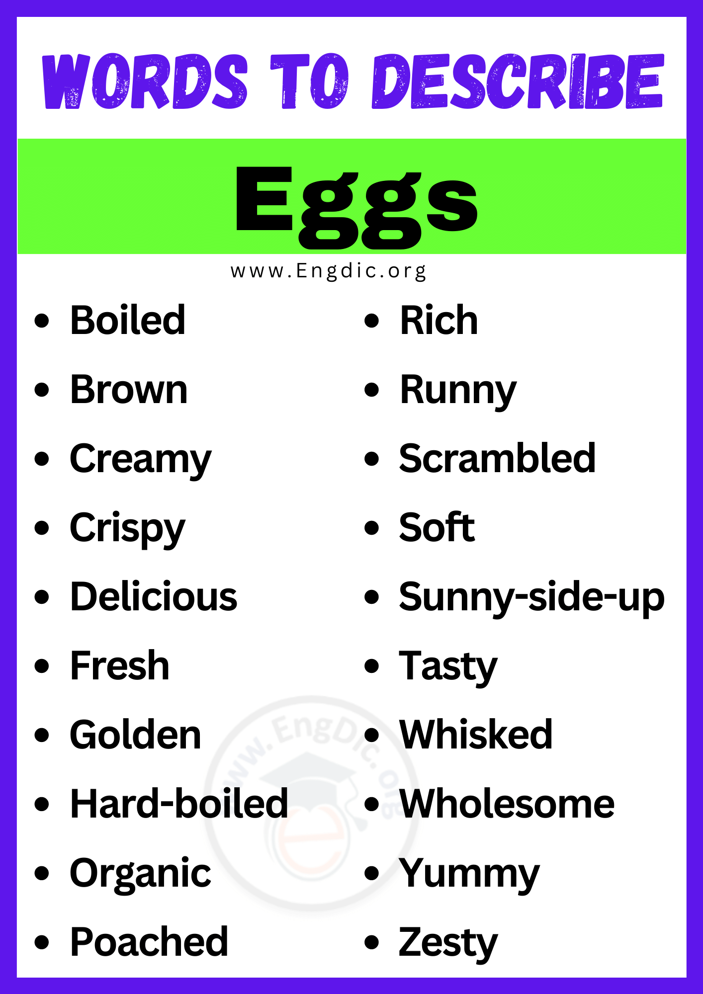Words to Describe Eggs