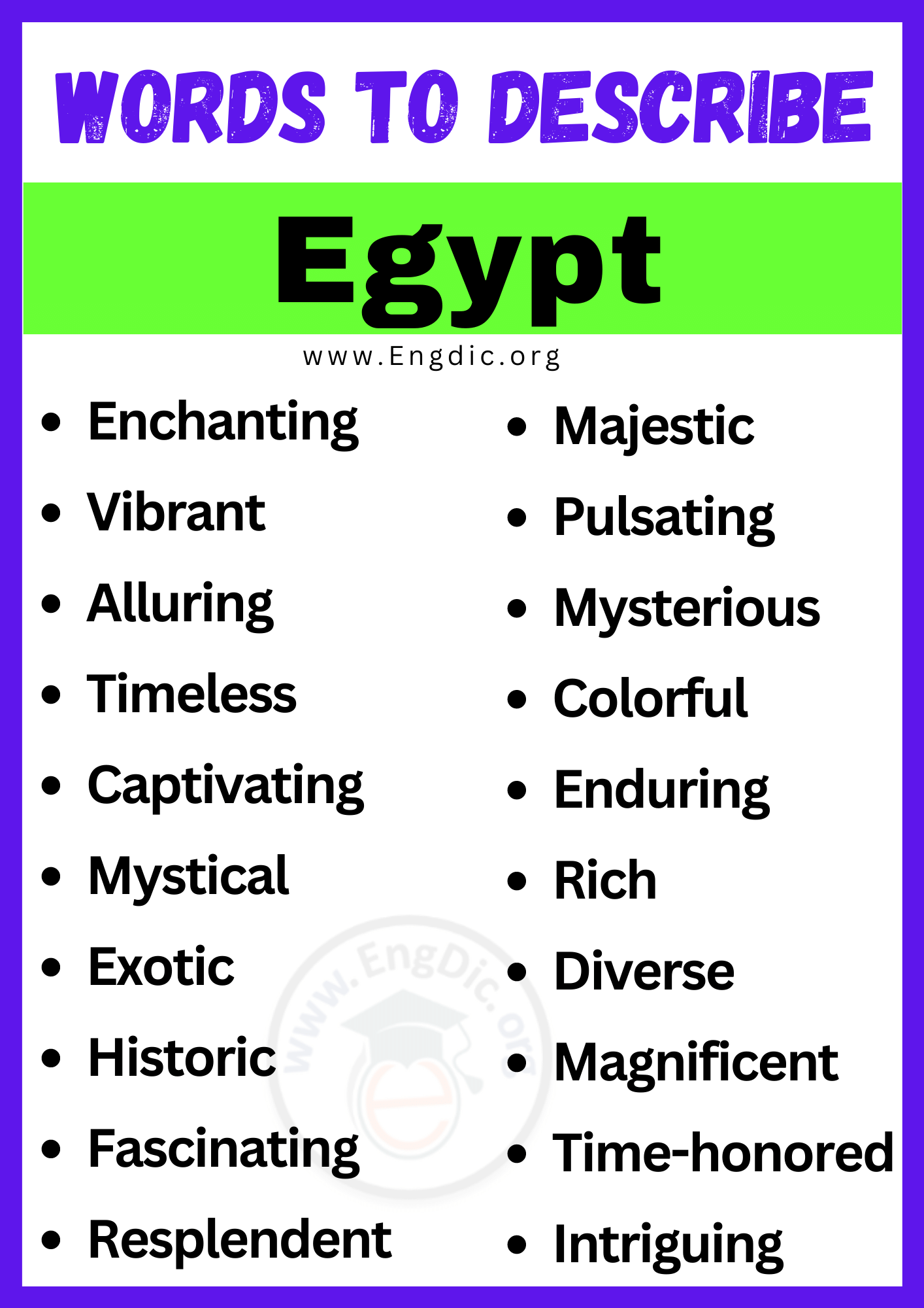 Words to Describe Egypt