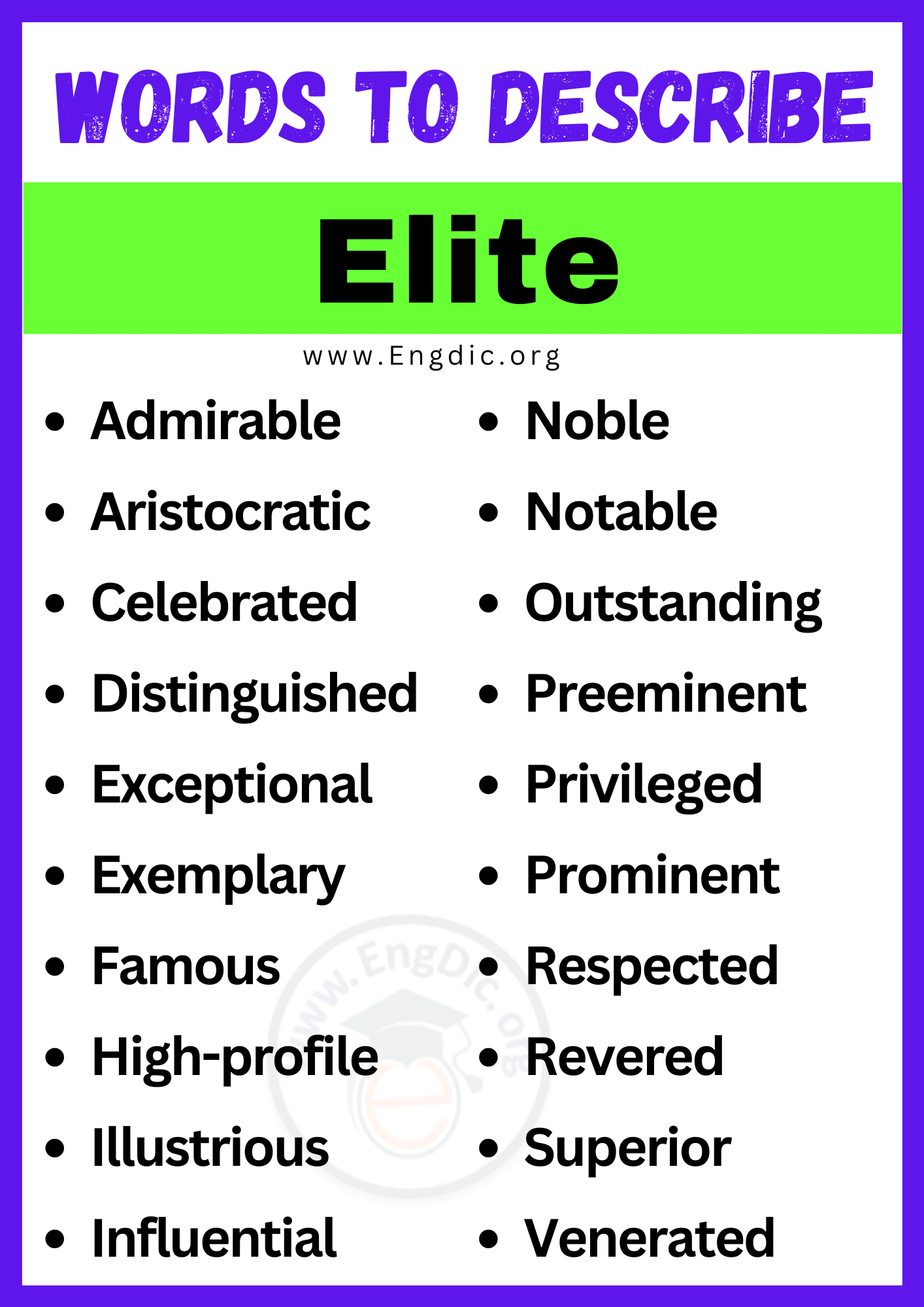 Words to Describe Elite