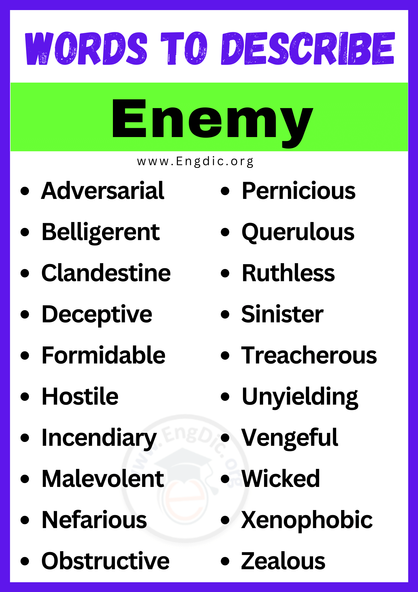 Words to Describe Enemy