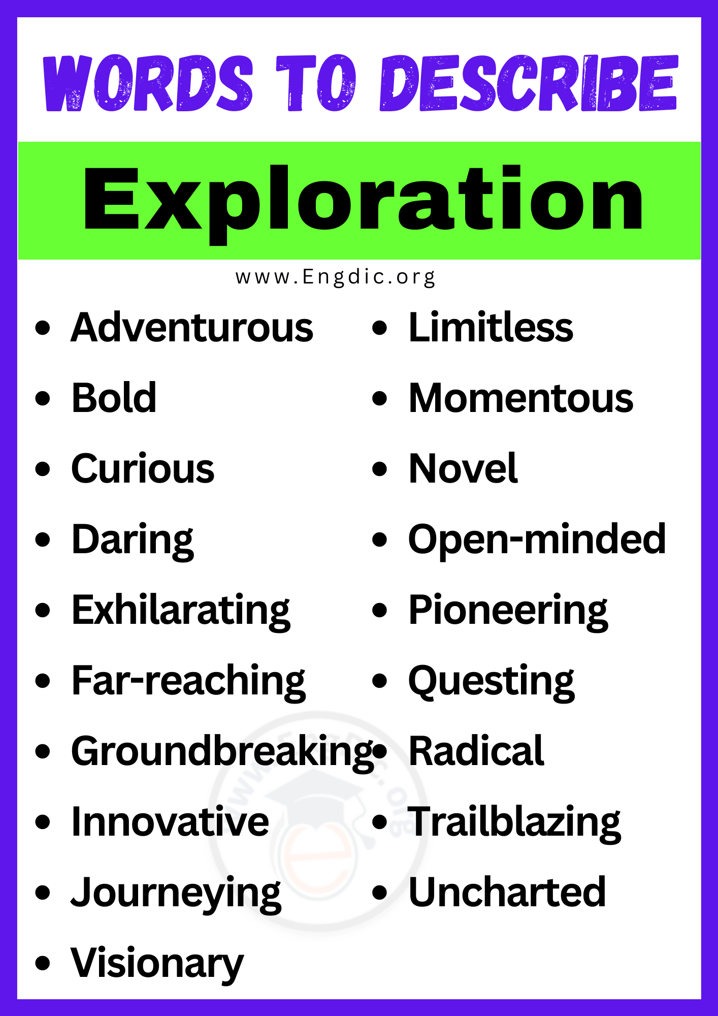 Words to Describe Exploration