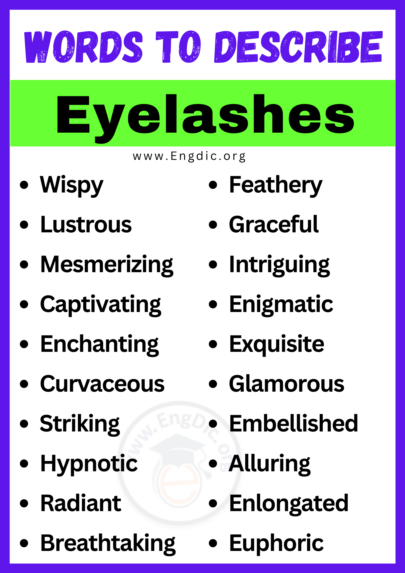 Words to Describe Eyelashes