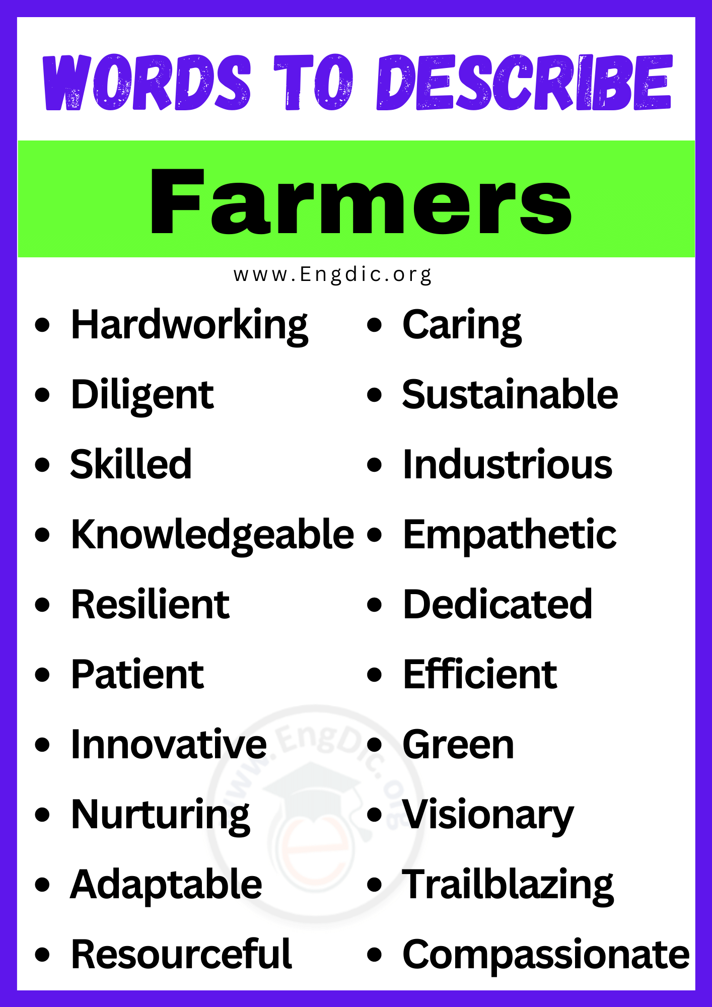 Words to Describe Farmers