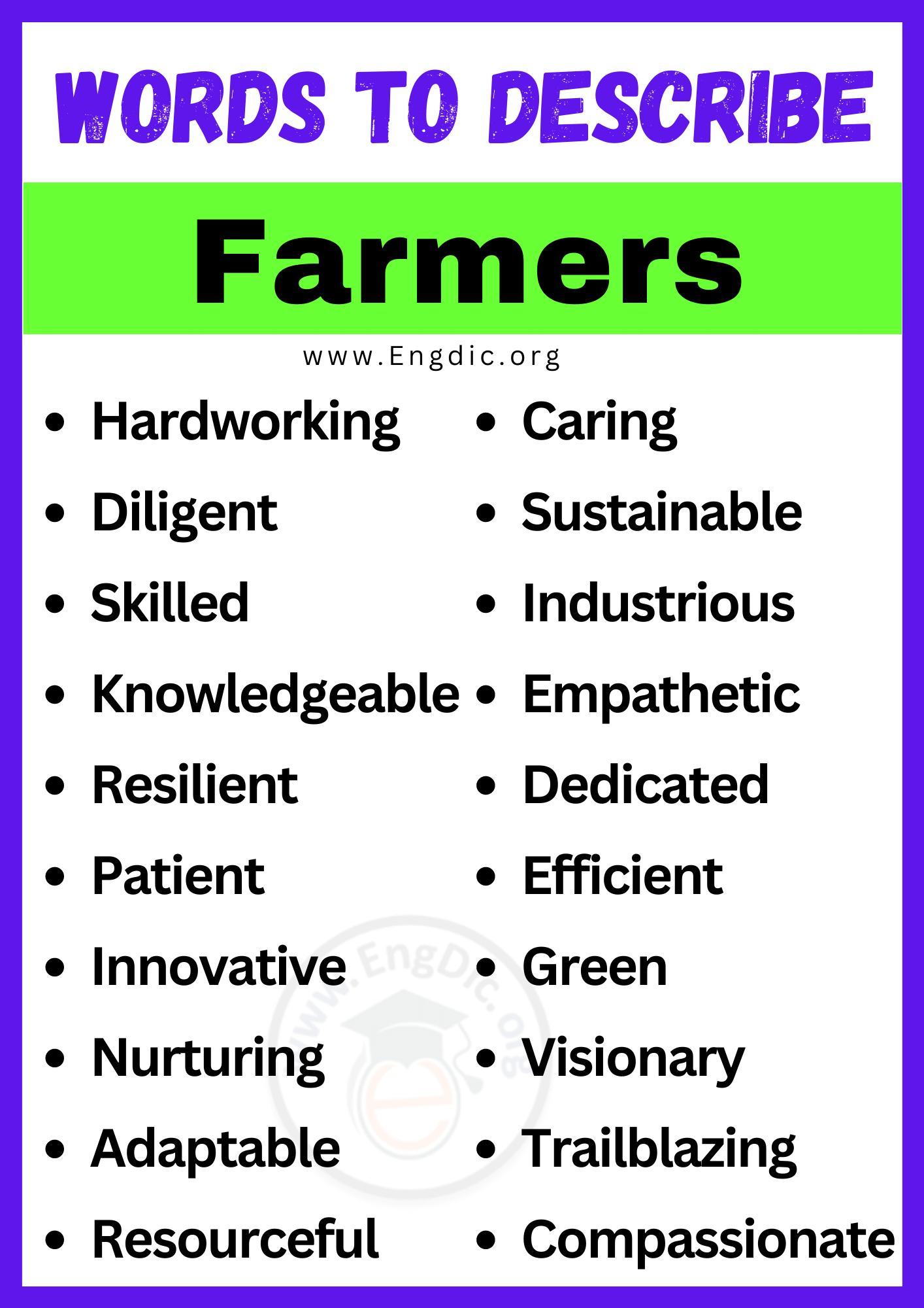 Words to Describe Farmers Words to Describe Farmers