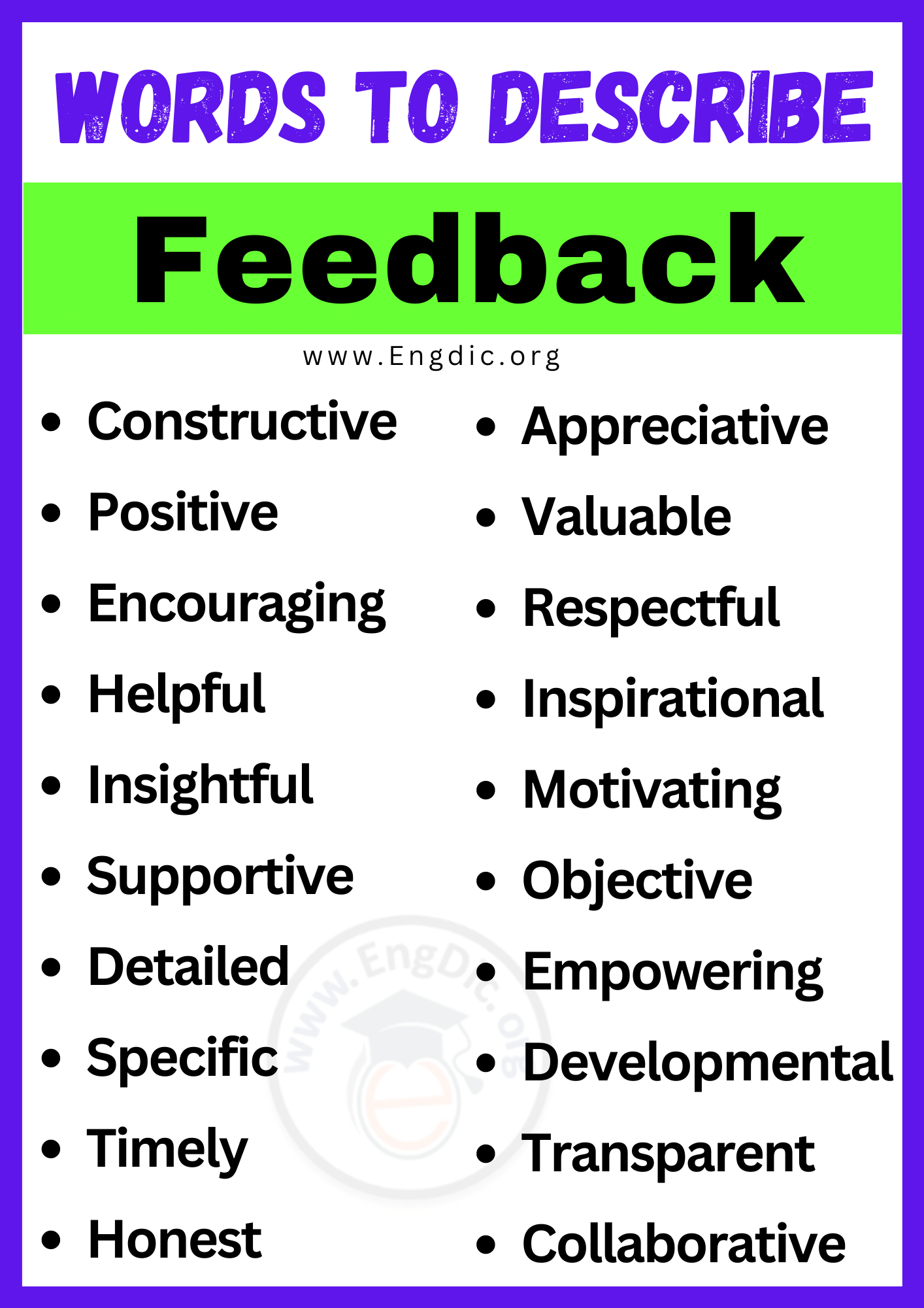 20+ Best Words to Describe Feedback, Adjectives for Feedback - EngDic