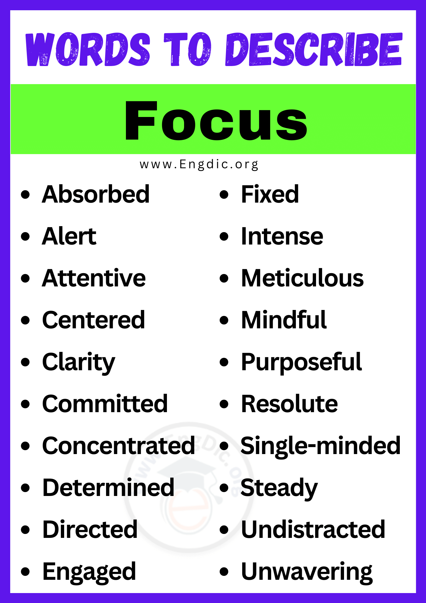 Words to Describe Focus