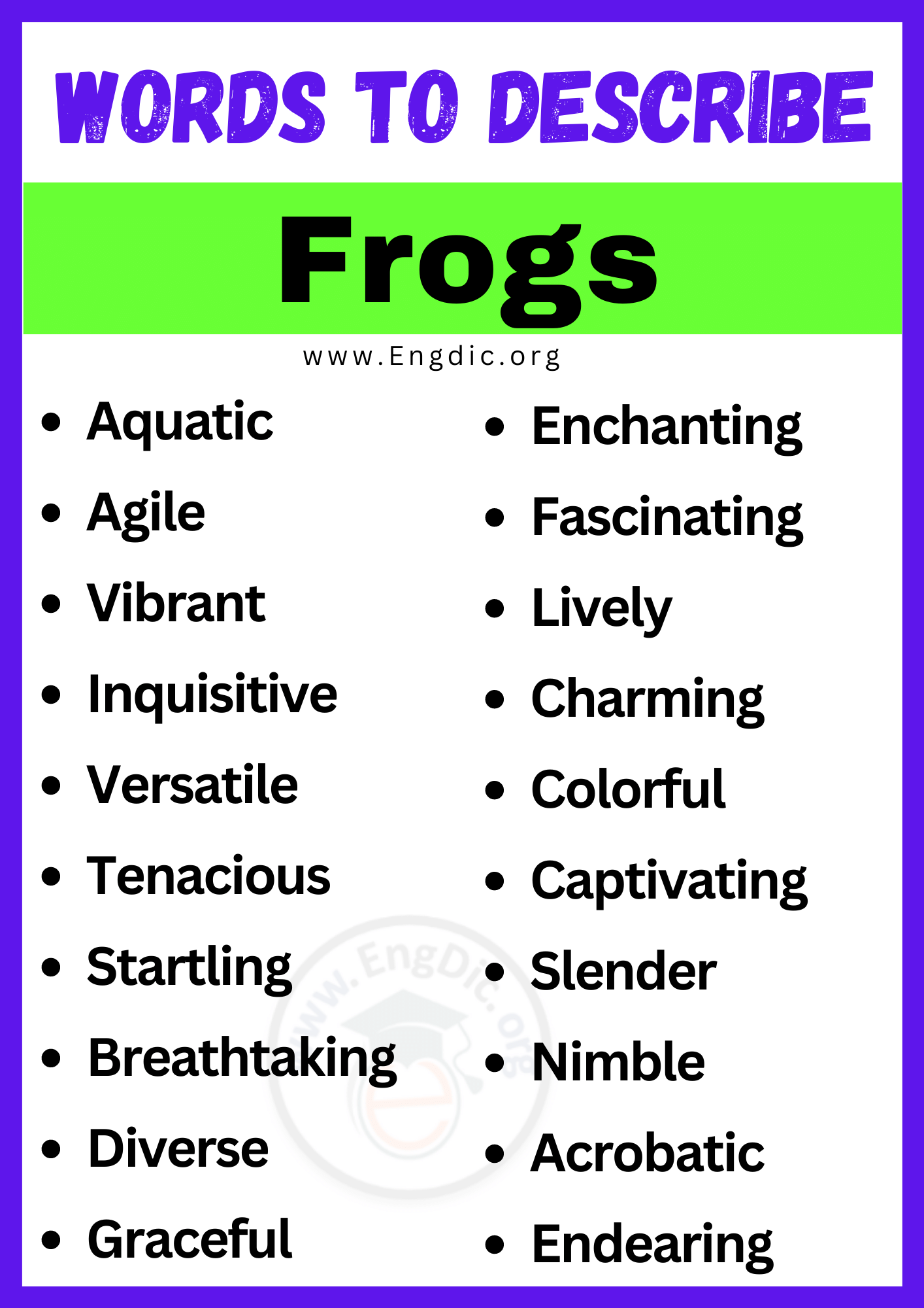 Words to Describe Frogs