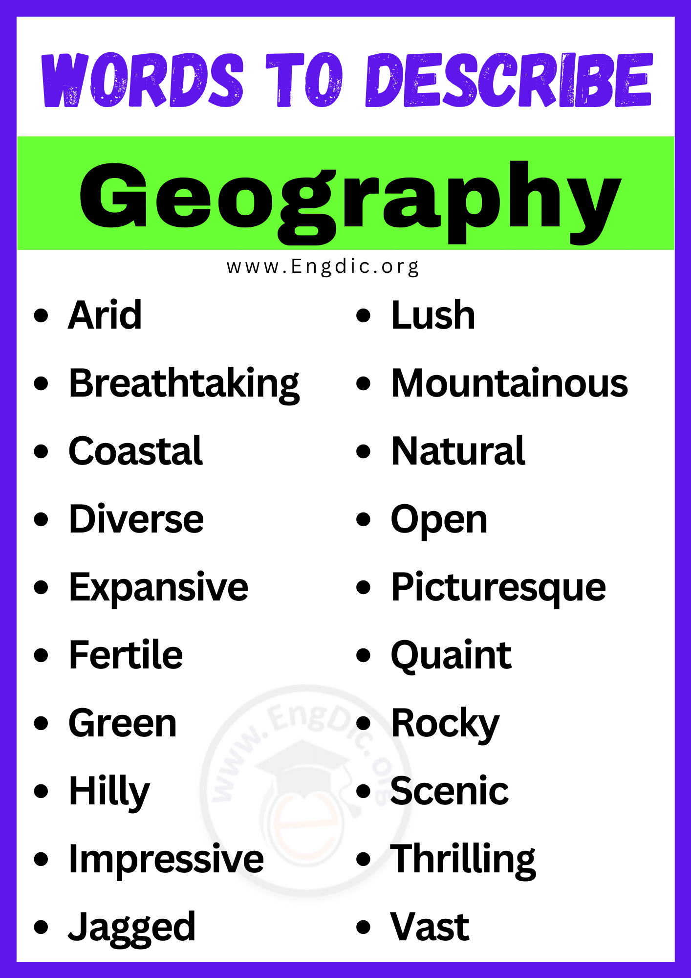 Words to Describe Geography