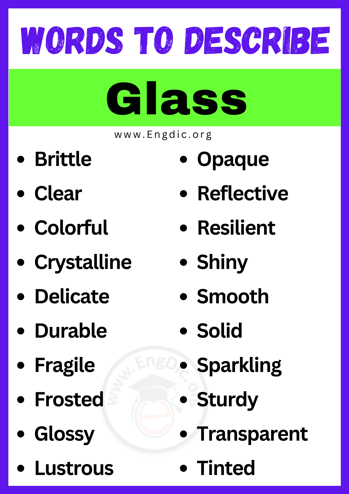 Words to Describe Glass
