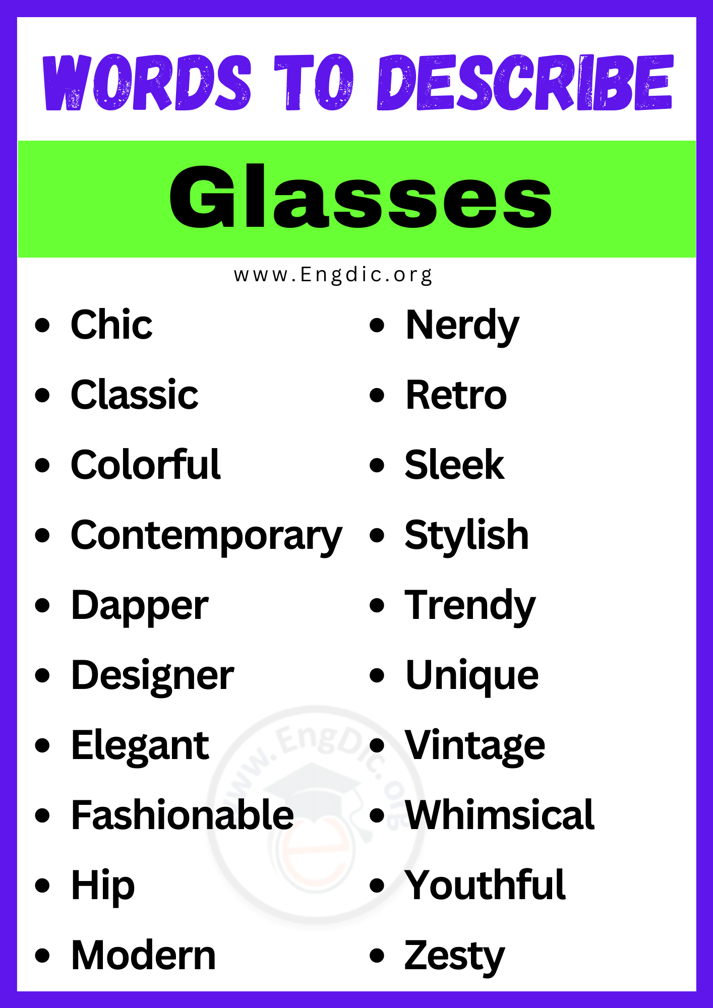 Words to Describe Glasses