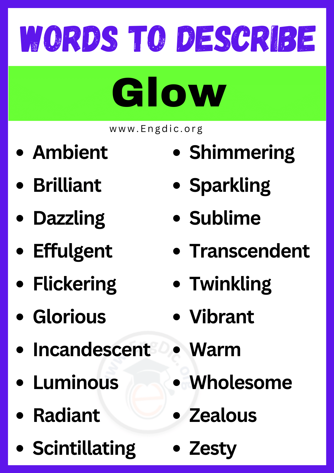 Words to Describe Glow