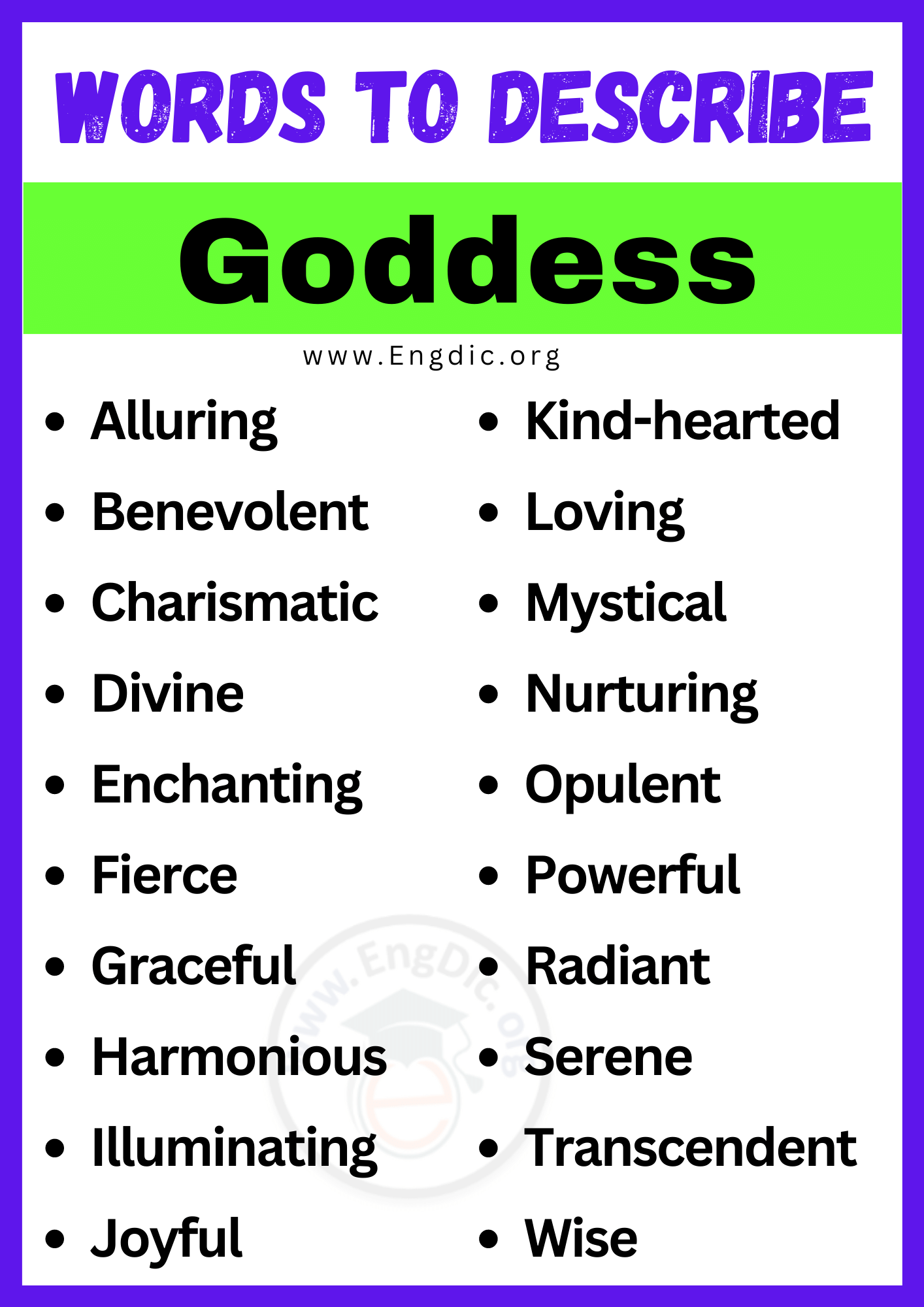 Words to Describe Goddess