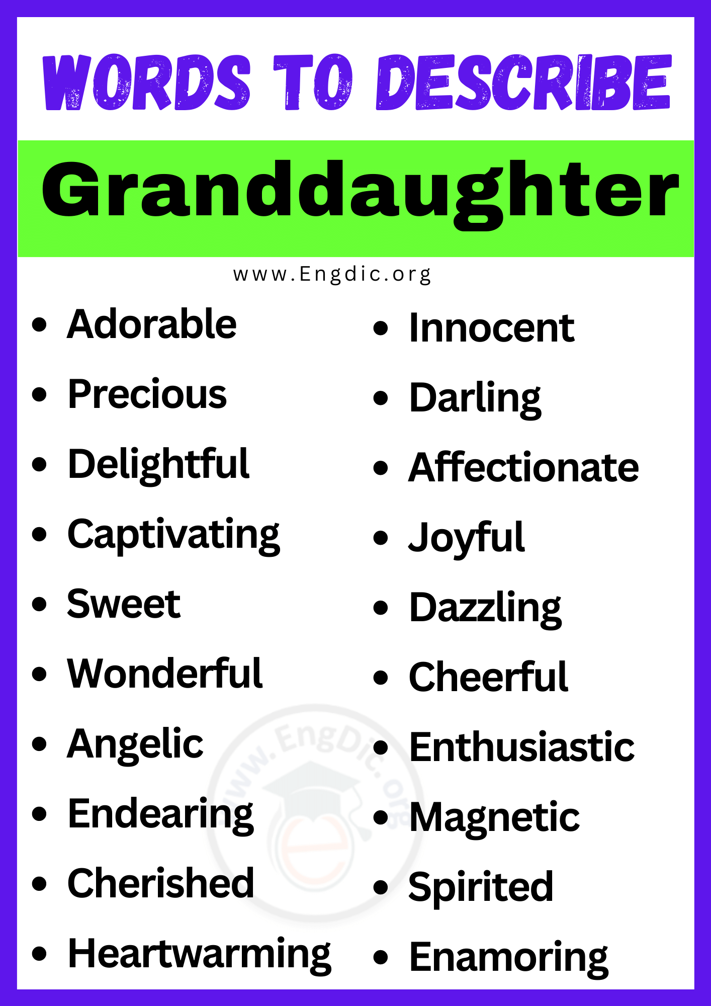 Words to Describe Granddaughter