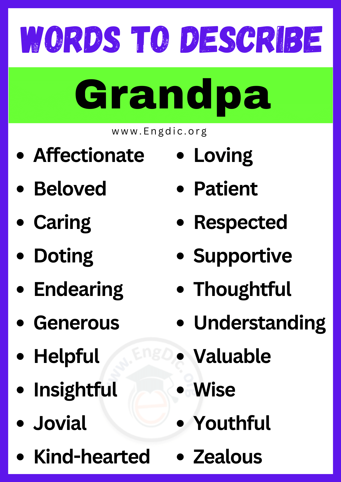 Words to Describe Grandpa