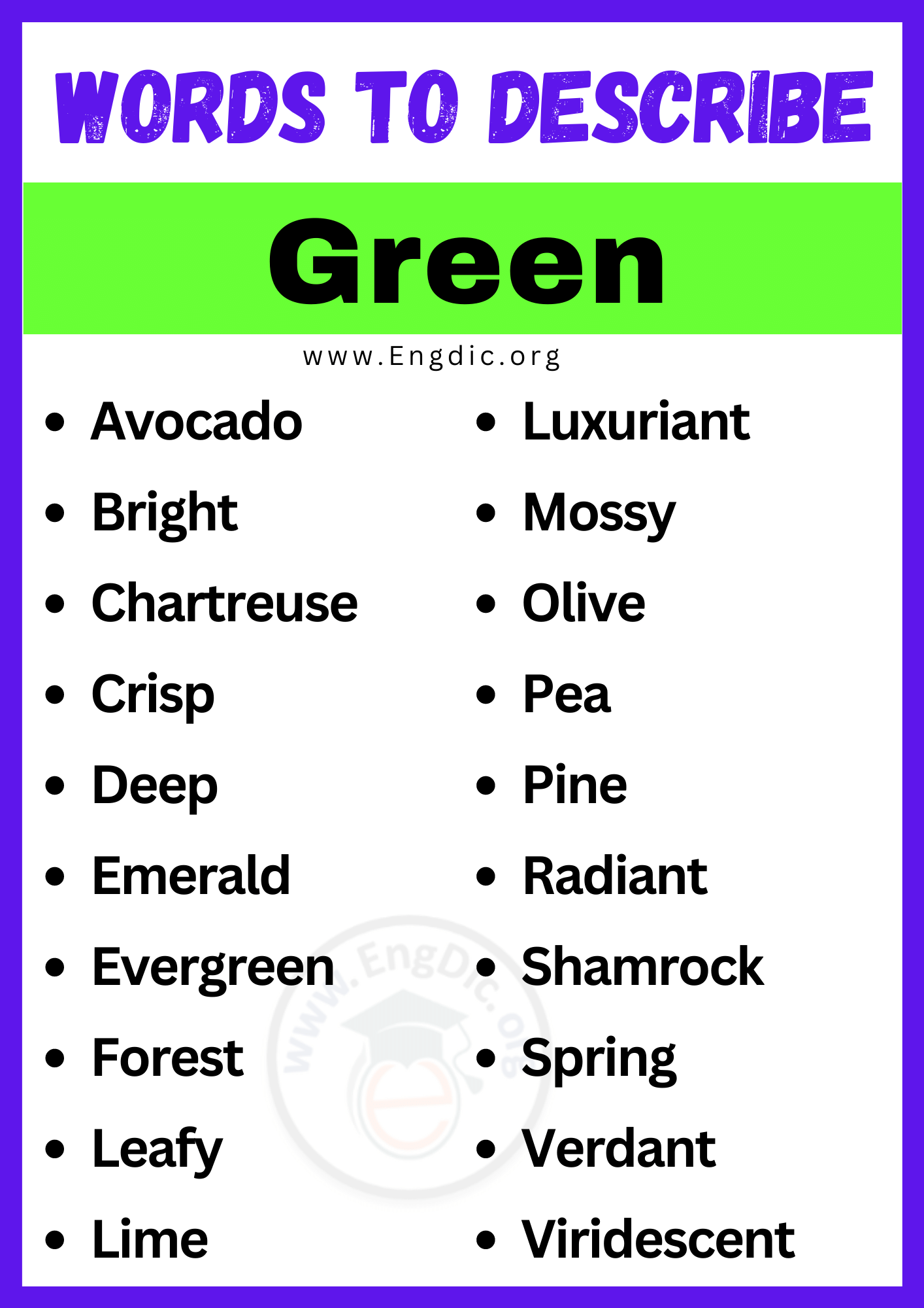 Words to Describe Green