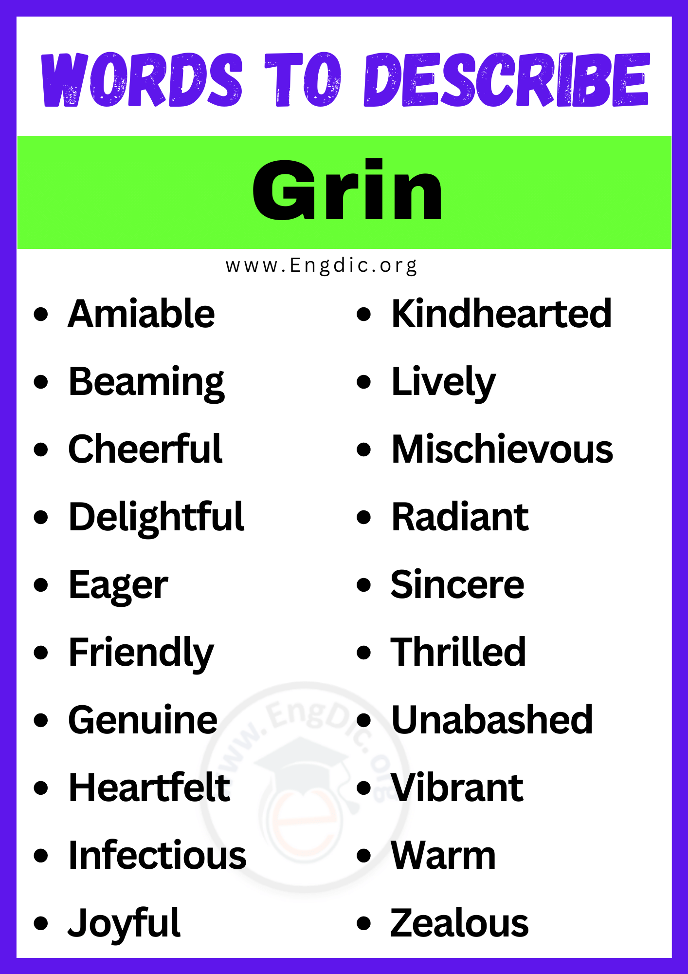 Words to Describe Grin