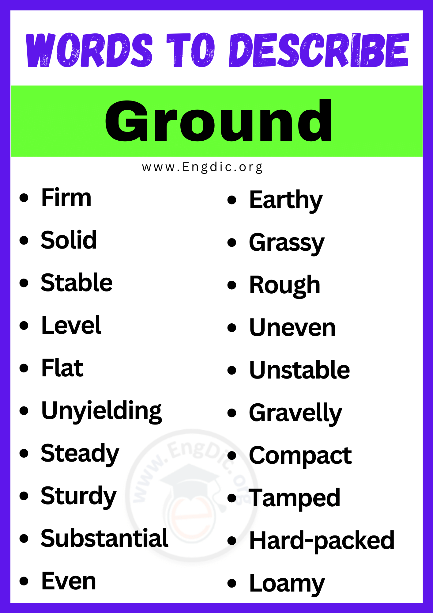 Words to Describe Ground Words to Describe Ground