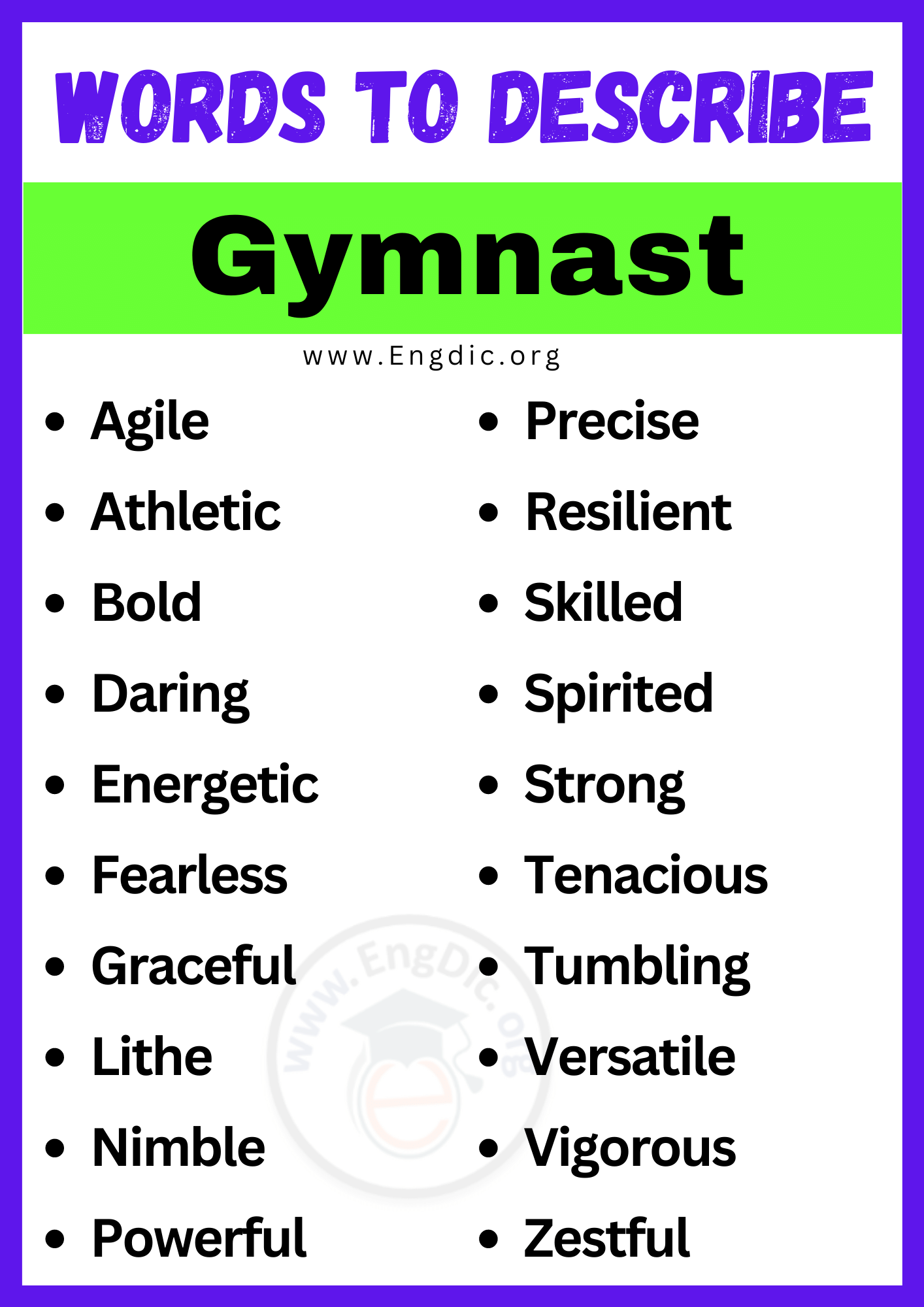 Words to Describe Gymnast