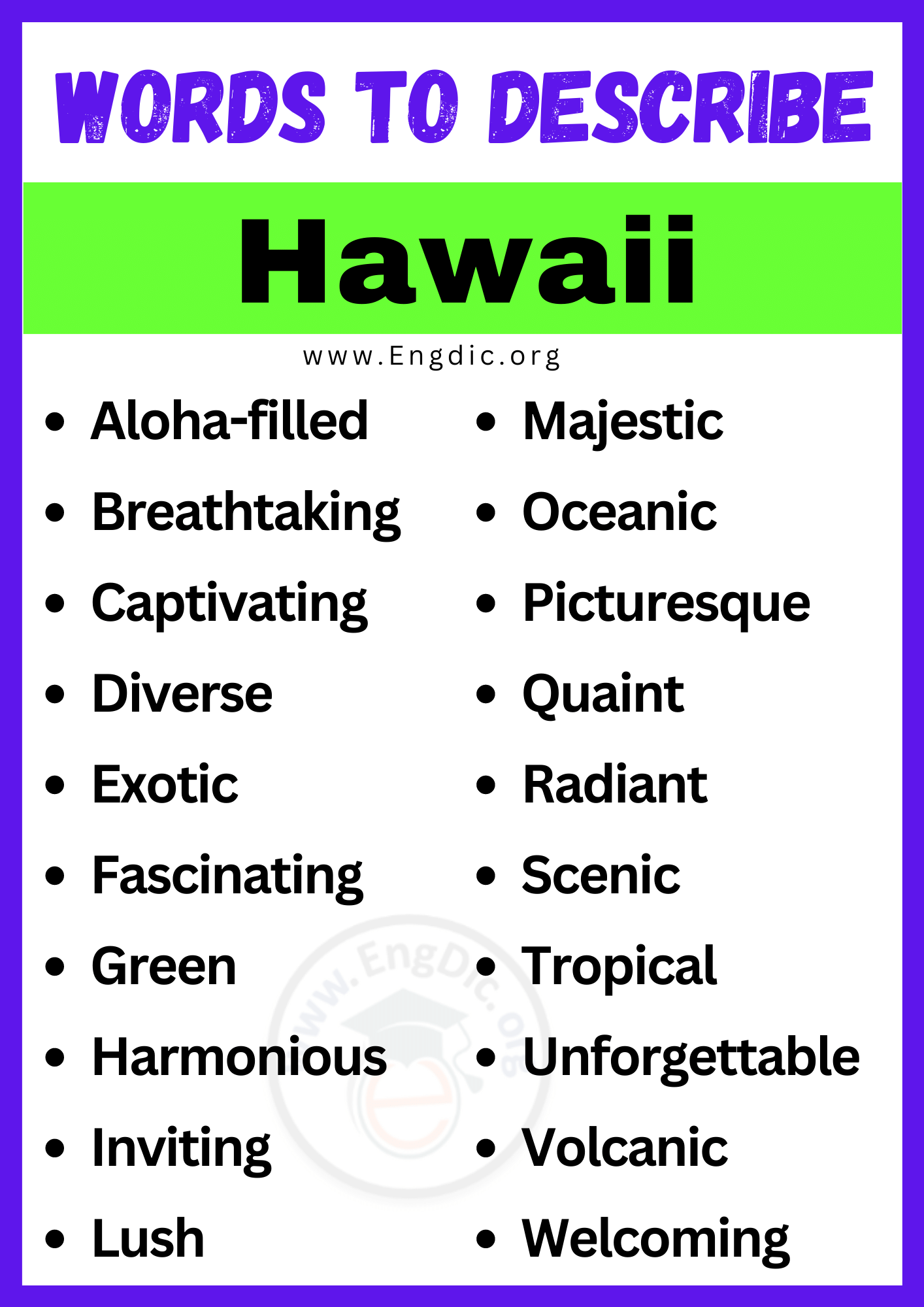 Words to Describe Hawaii