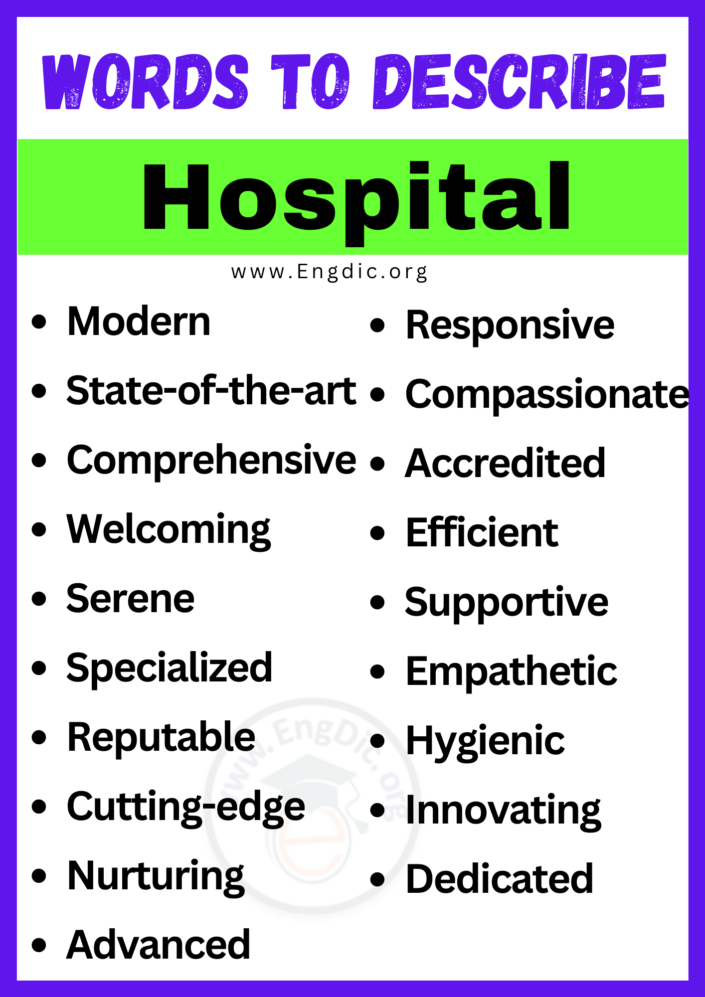 Words to Describe Hospital