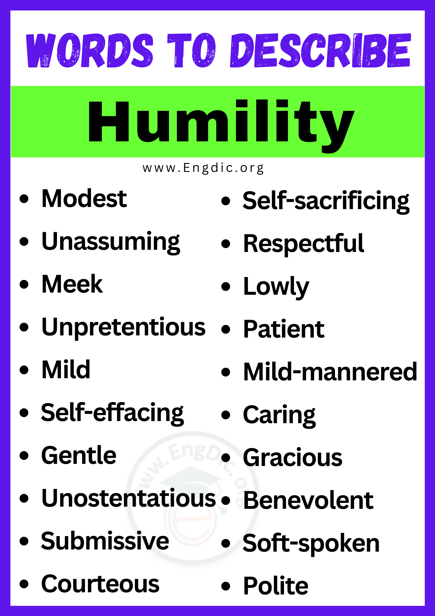 Words to Describe Humility