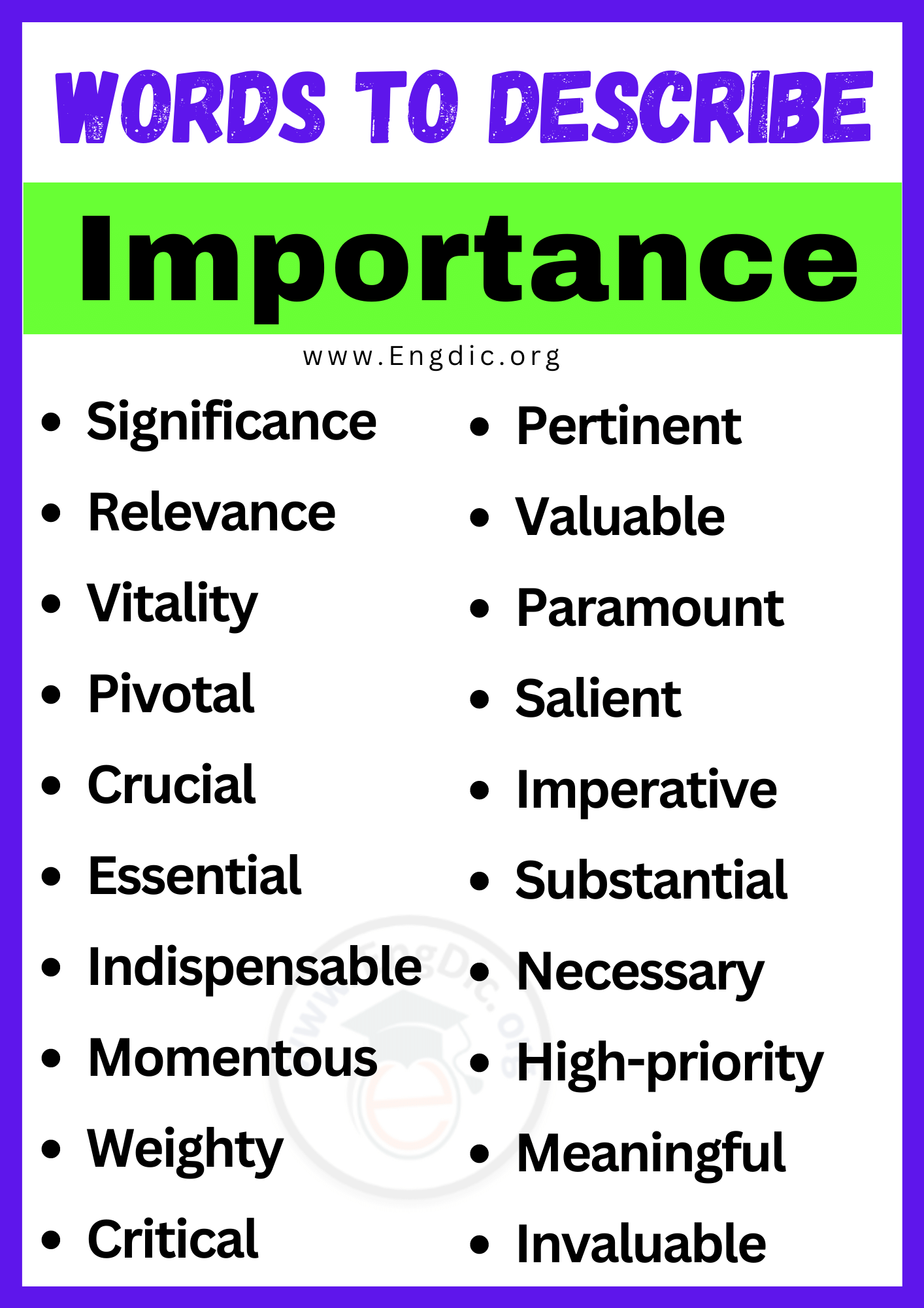 Words to Describe Importance