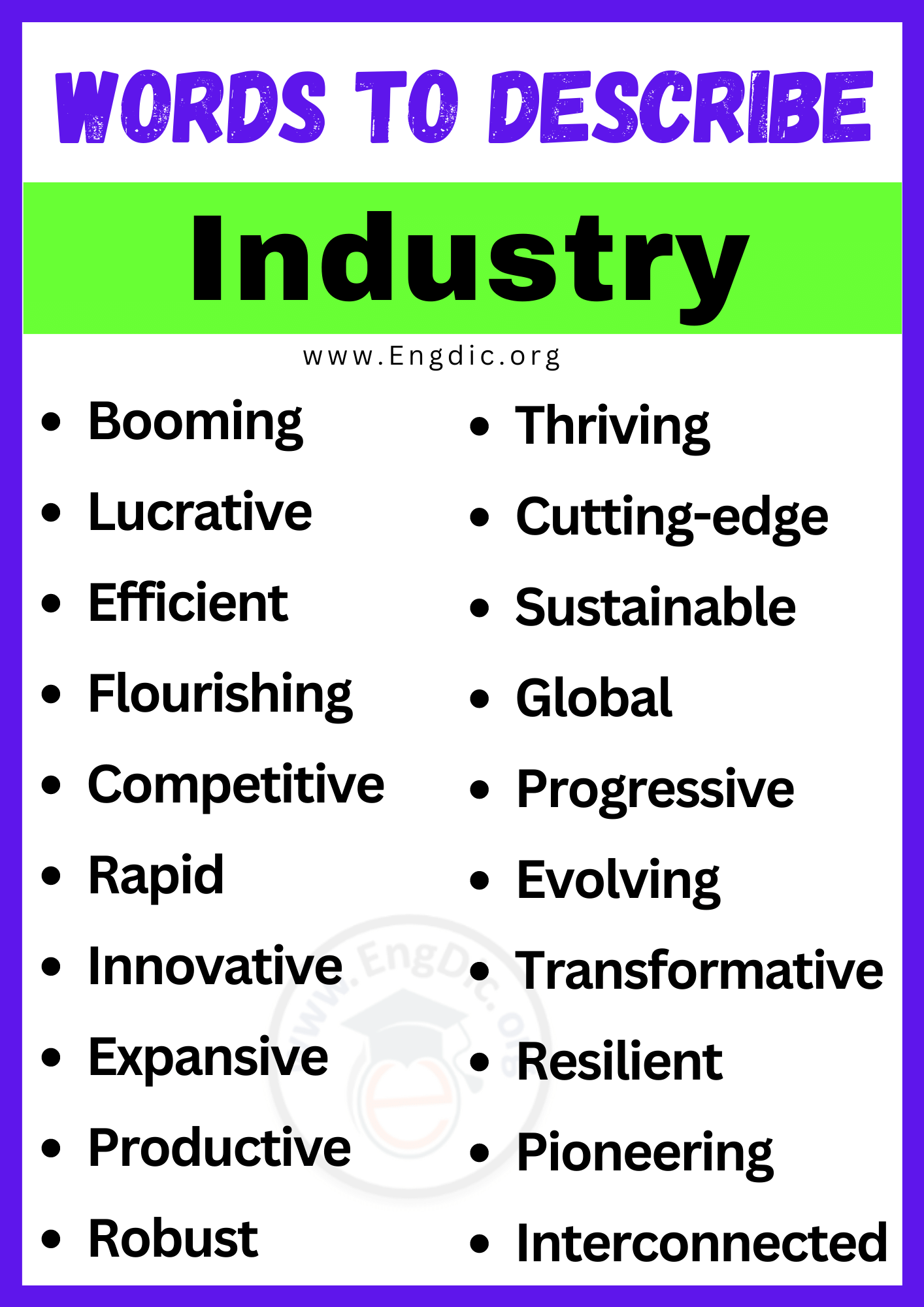 Words to Describe Industry Words to Describe Industry