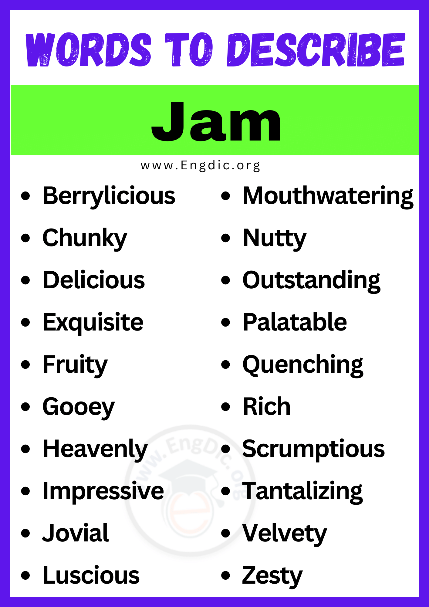 Words to Describe Jam