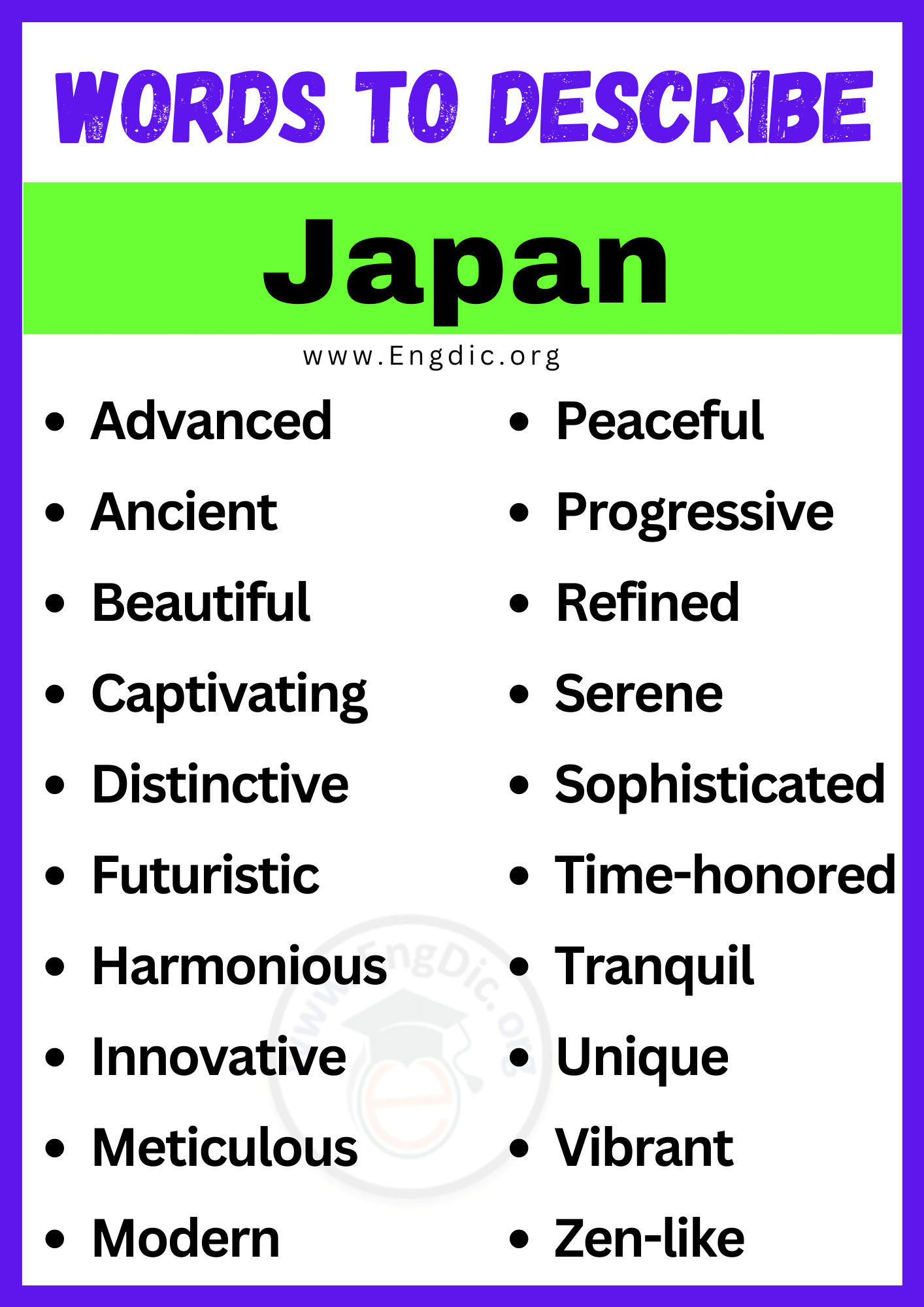 Words to Describe Japan