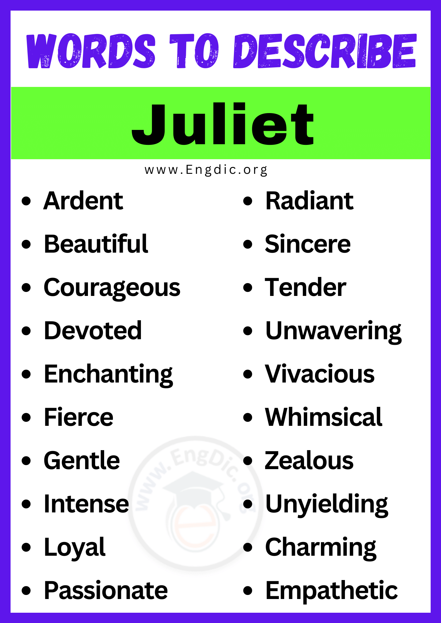 Words to Describe Juliet