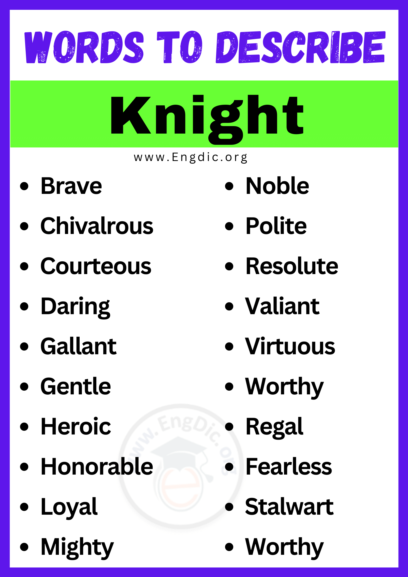 Words to Describe Knight