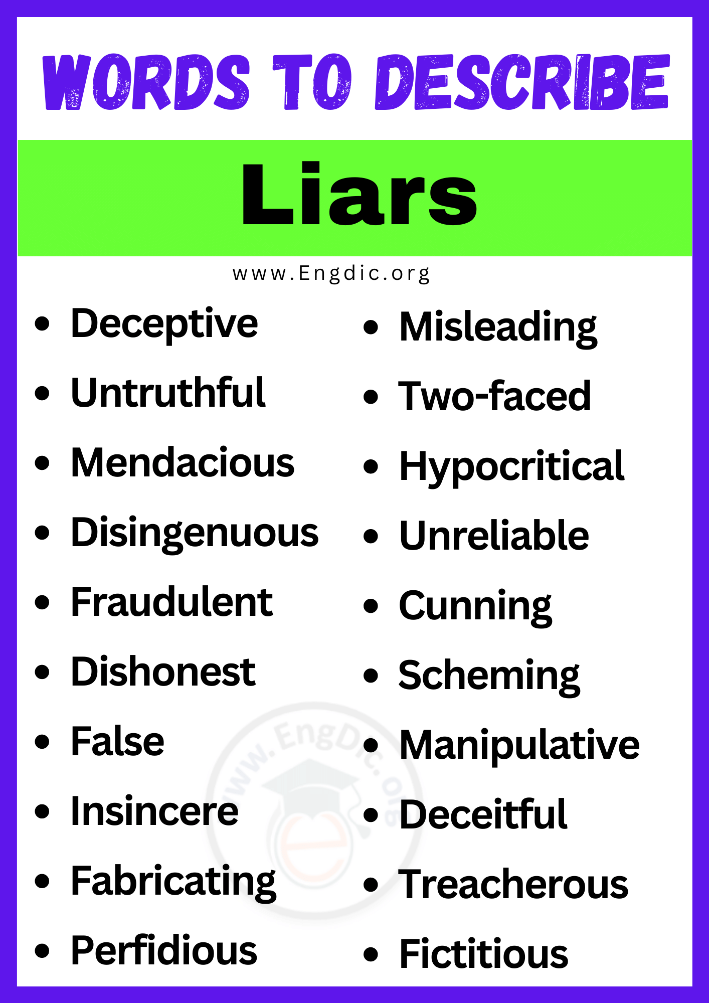 Words to Describe Liars