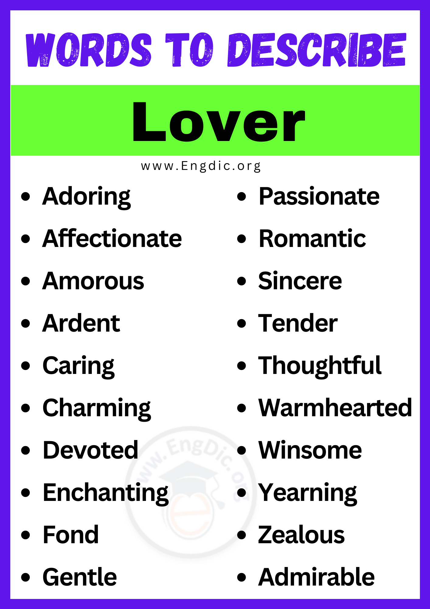 Words to Describe Lover Words to Describe Lover