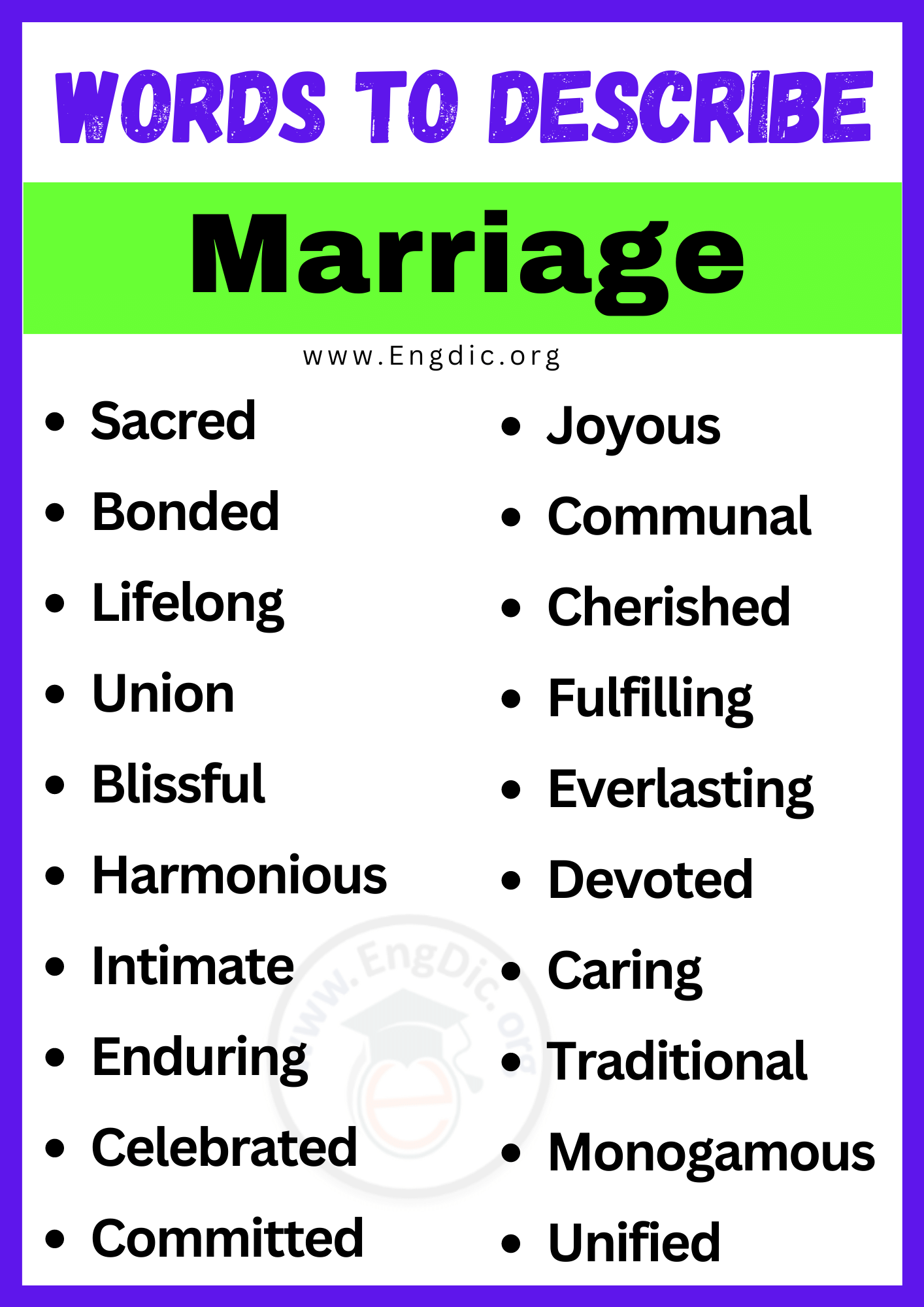 Words to Describe Marriage