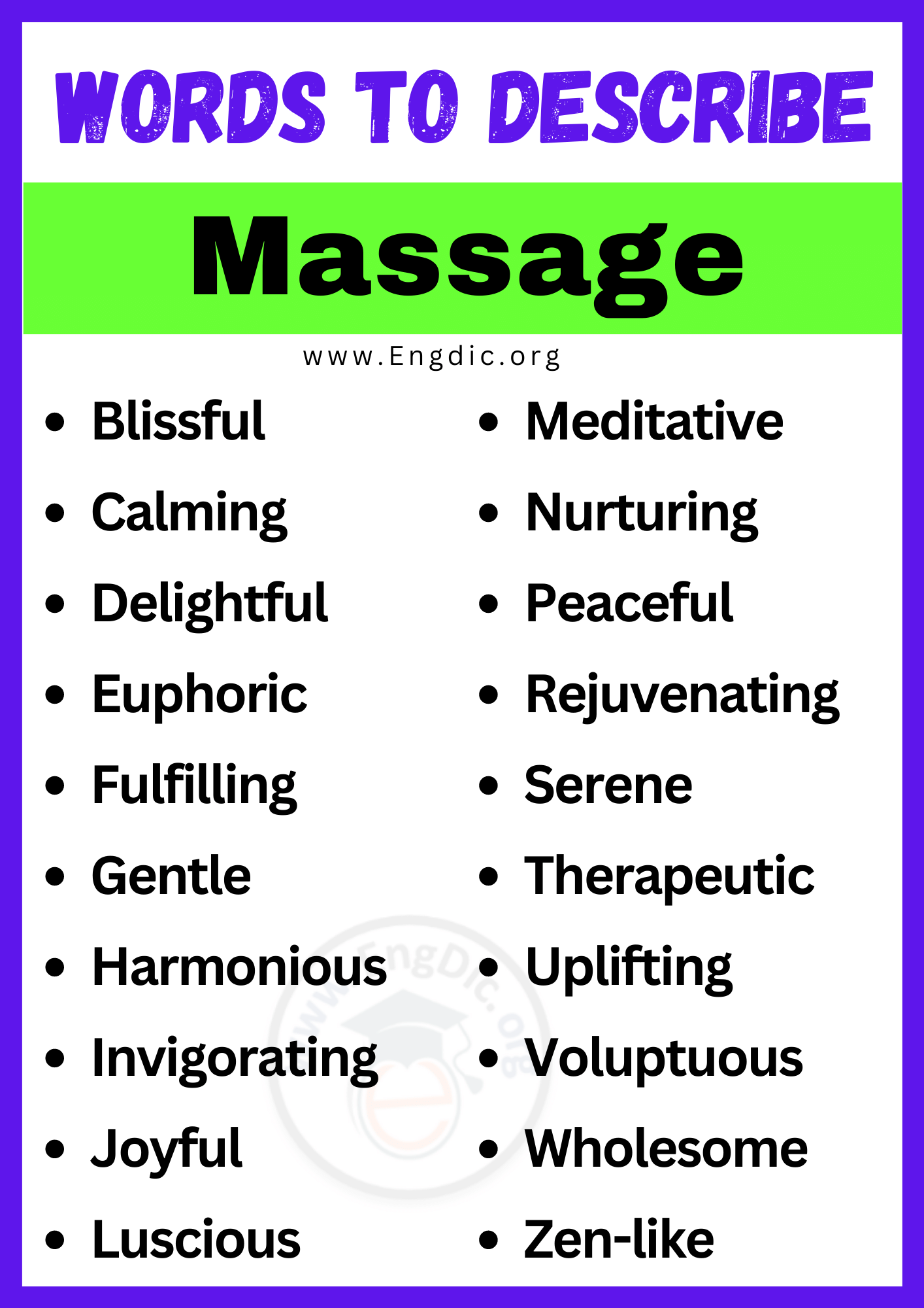 Words to Describe Massage