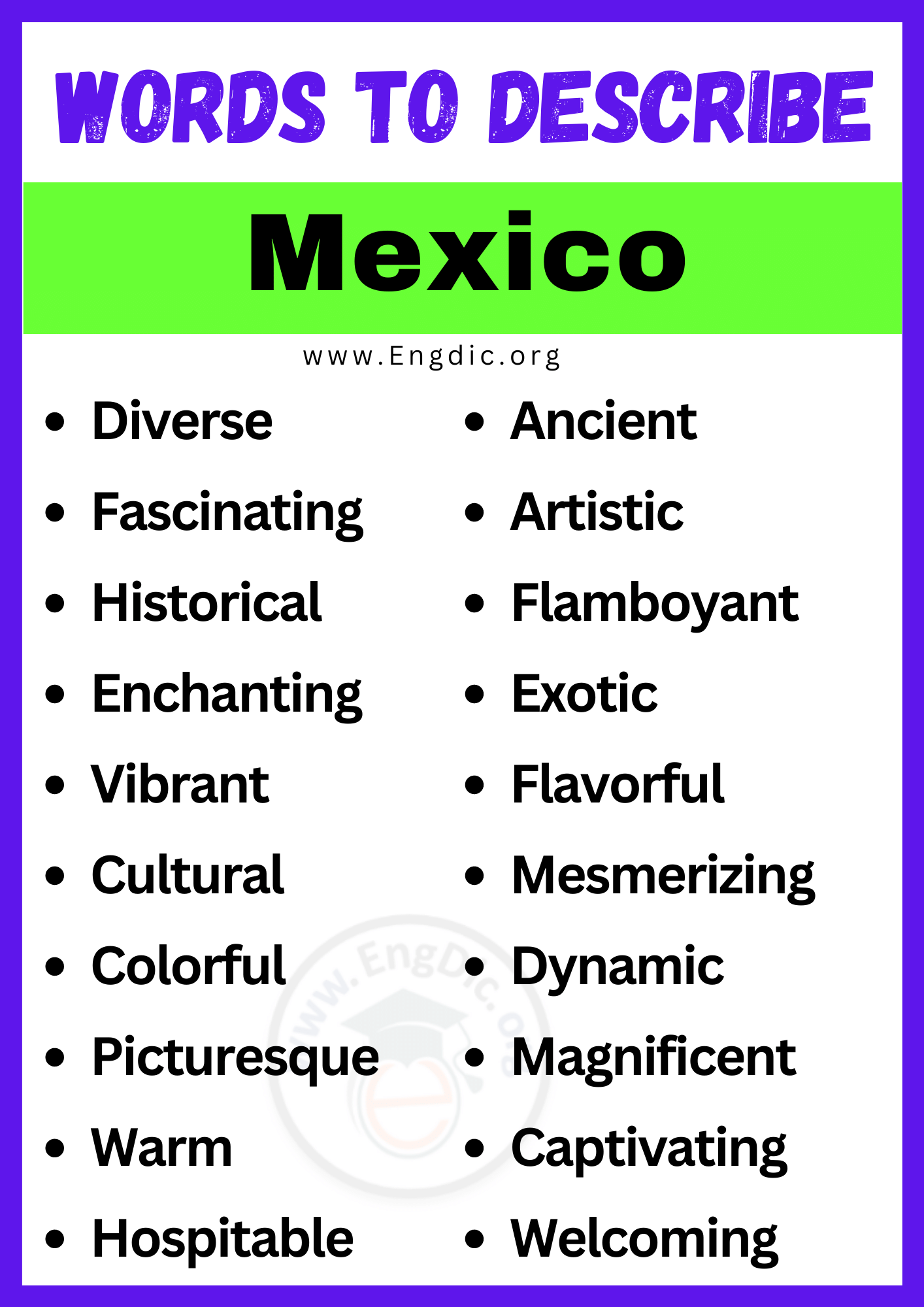 Words to Describe Mexico