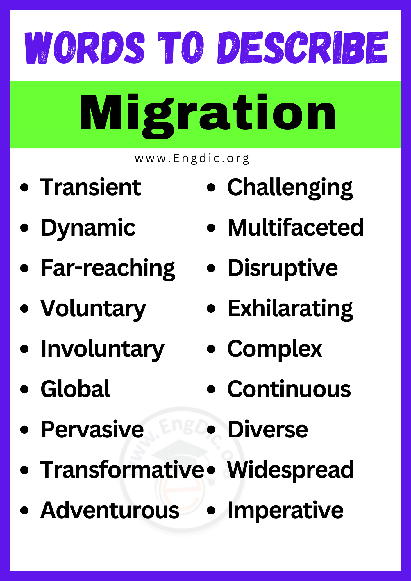 Words to Describe Migration