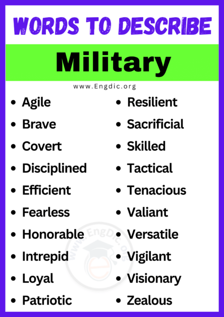 20+ Best Words to Describe Military, Adjectives for Military - EngDic